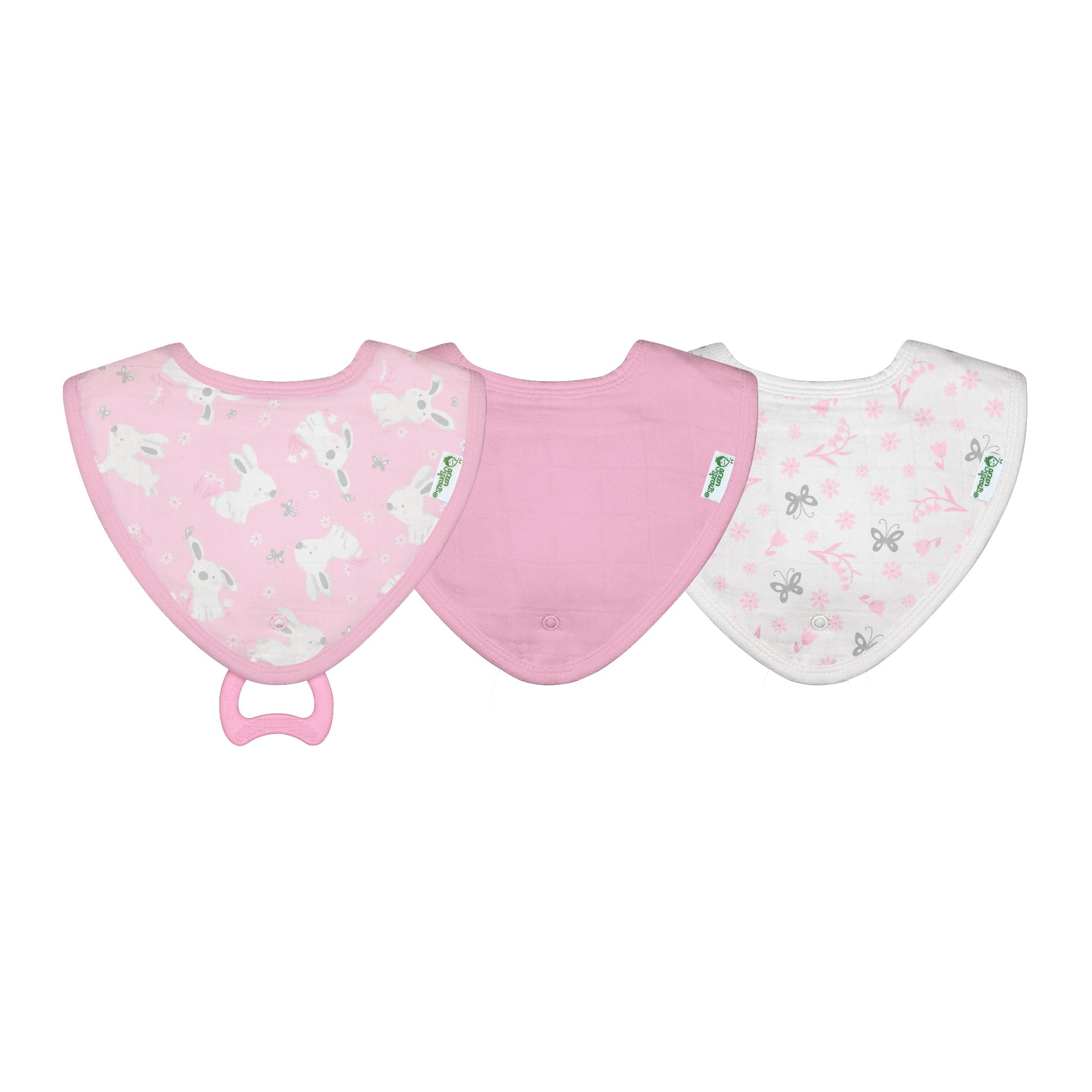Muslin Stay-dry Teether Bibs made from Organic Cotton (3 pack)