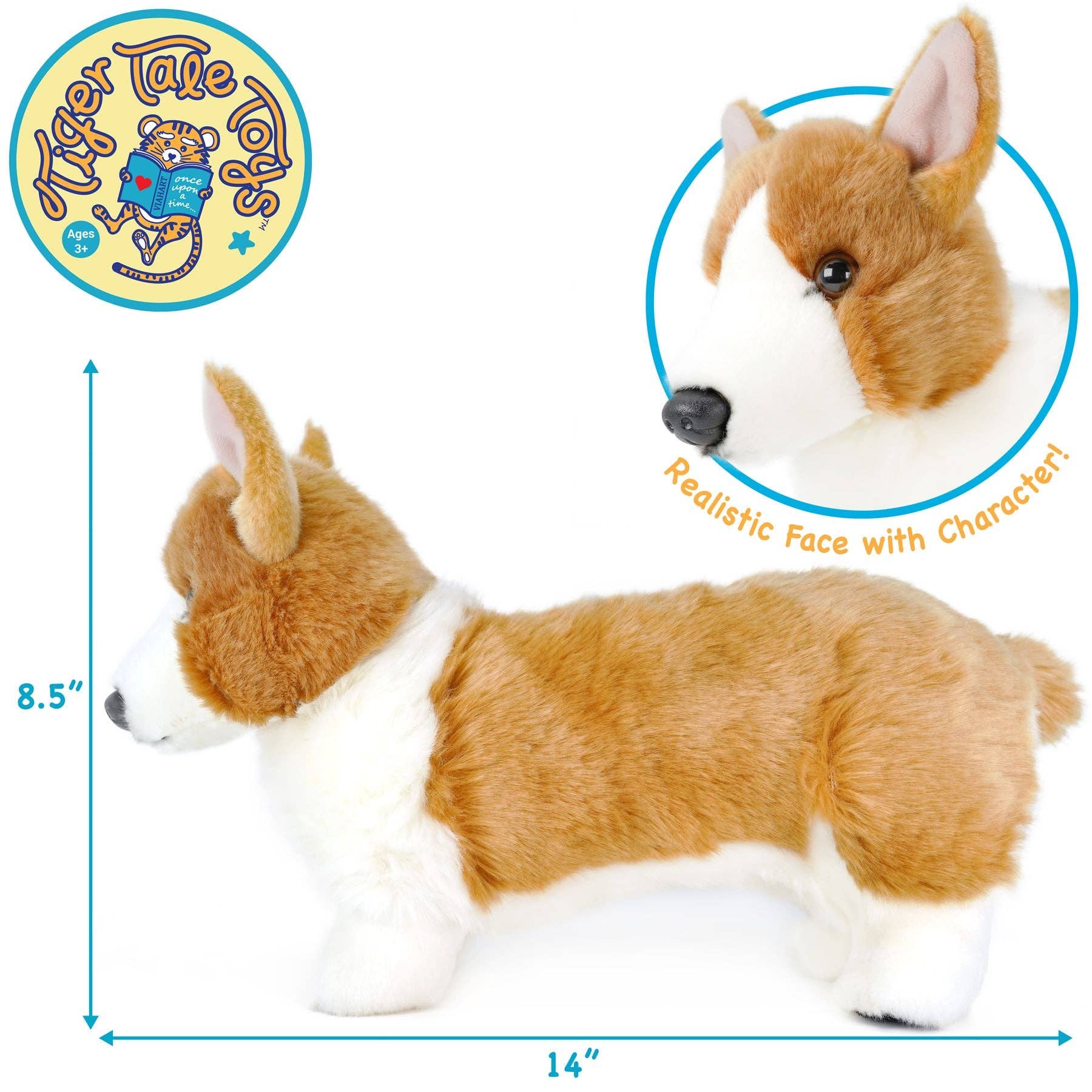 VIAHART Toy Co. - Carlotta The Corgi | 14 Inch Stuffed Animal Plush | By TigerHart Toys
