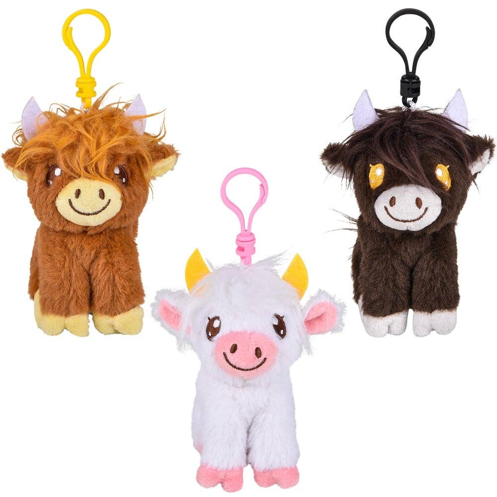 La Luna Bella - Toys - 4" Plush Highland Cow Clip On - LLB Toys