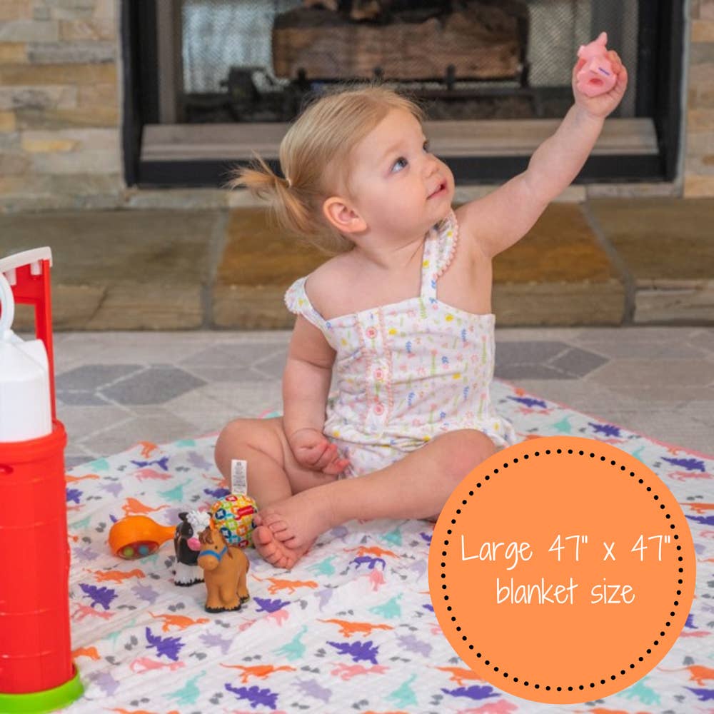 LollyBanks - Rawr-Some Girly Baby Toddler Muslin Blanket