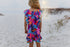 Girls Bright Pink Blue Tropical Ruffle Spring Summer Dress