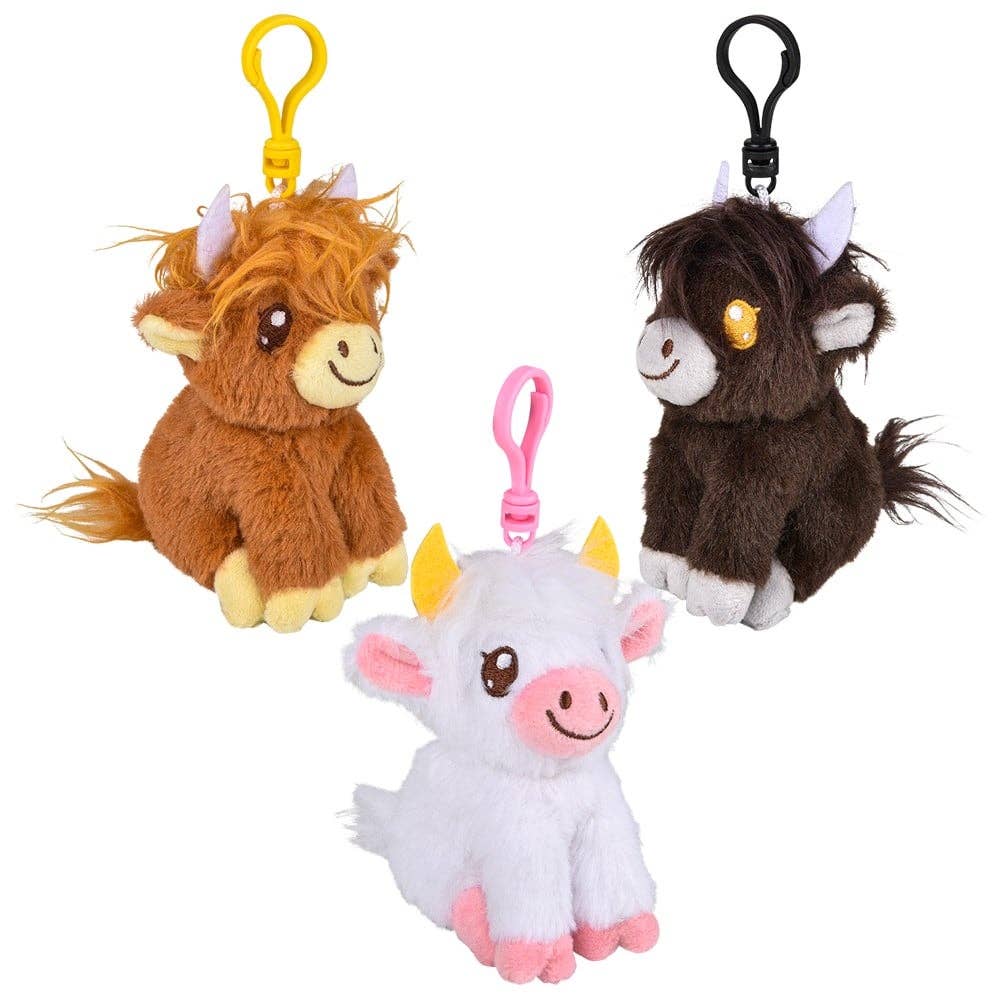 La Luna Bella - Toys - 4" Plush Highland Cow Clip On - LLB Toys