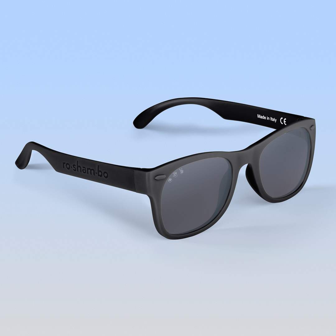 Roshambo Eyewear - Black Sunglasses for Baby, Kids, Teens & Adults: Toddler (Ages 2-4) / Chrome Polarized Lens