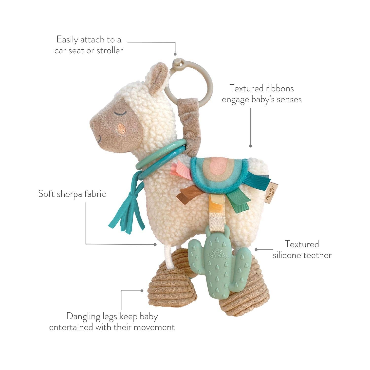 Itzy Friends Link & Love™ Activity Plush with Teether Toy: Llama