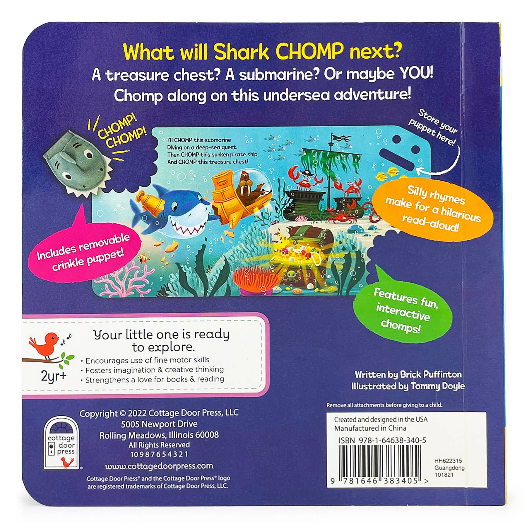 Cottage Door Press - Chomp Chomp Shark Board Book with Finger Puppet