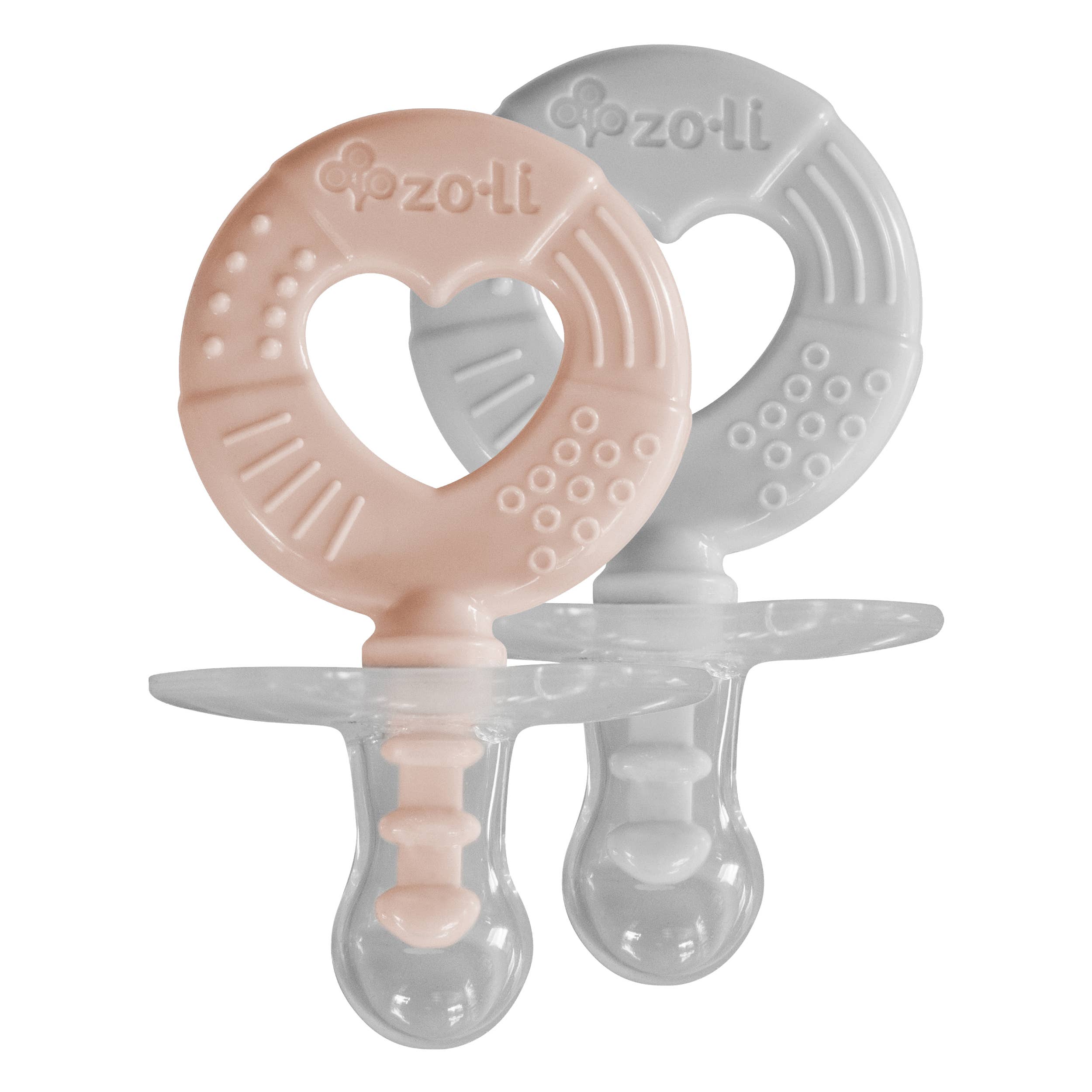 Binki T circle - pacifier + teether combo, blush/ash 2 pack