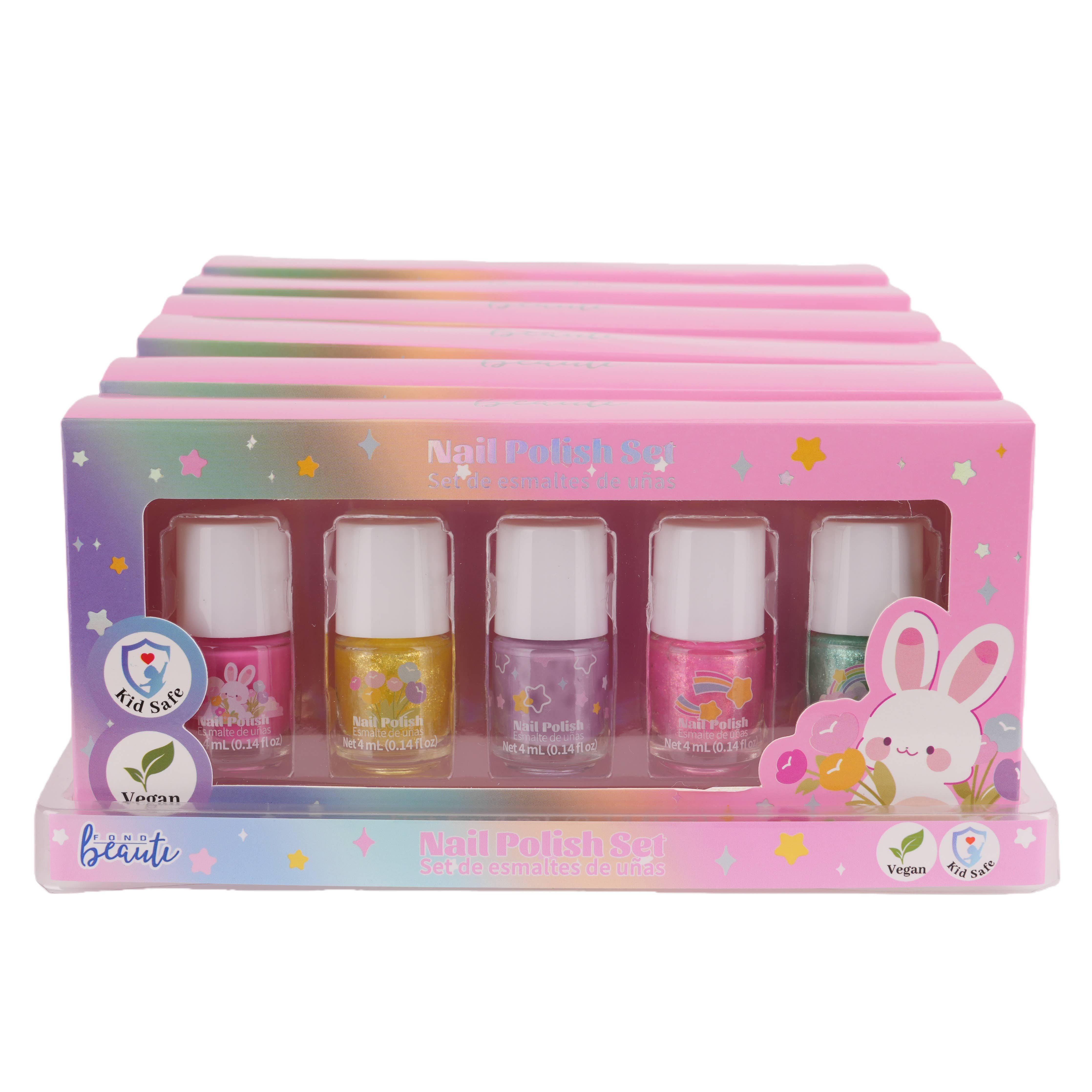 Kids Water-Based Nail Polish Set – 6 Colors Vegan & Kid-Safe