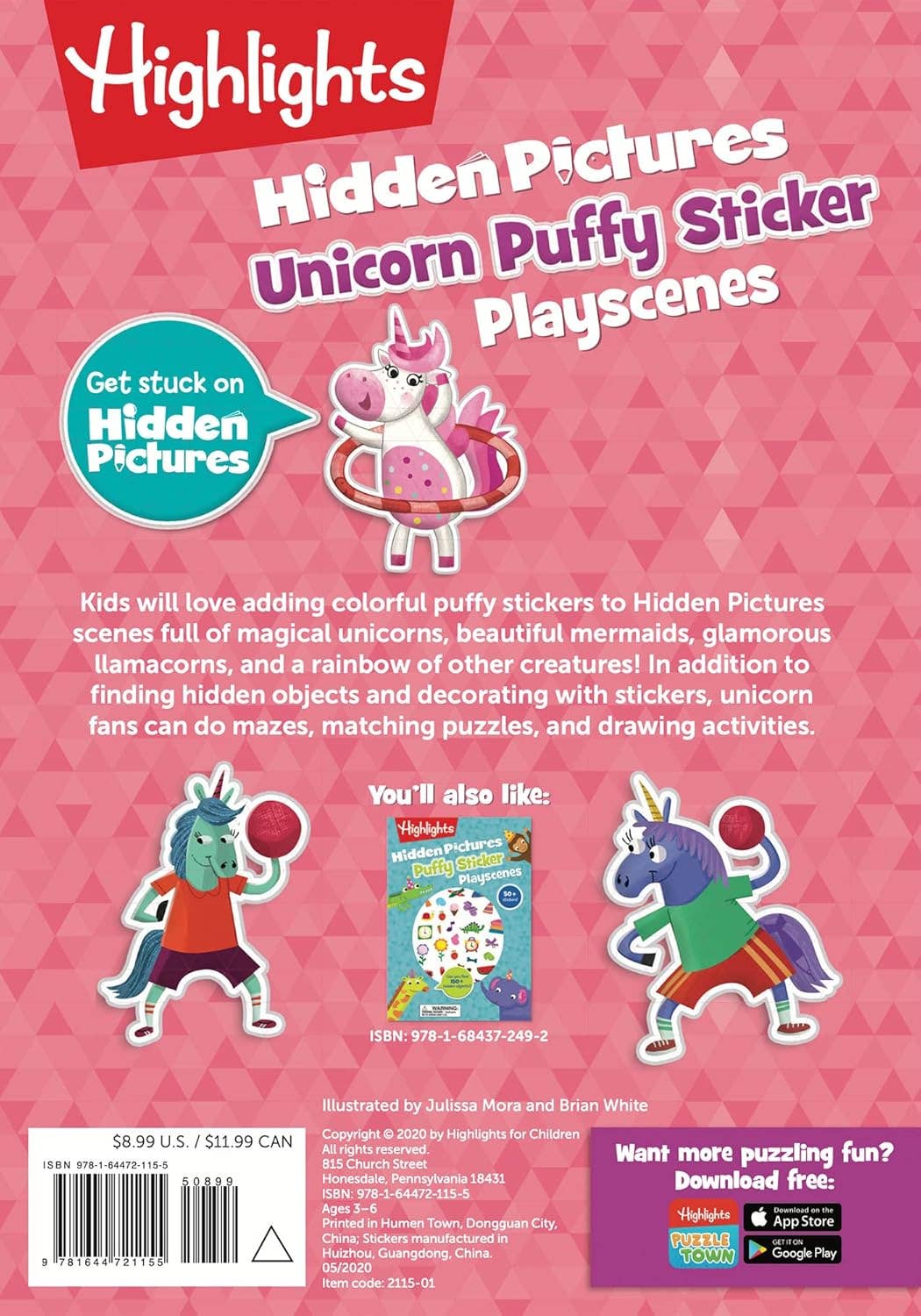 Highlights for Children - Unicorn Hidden Pictures Puffy Sticker Playscenes