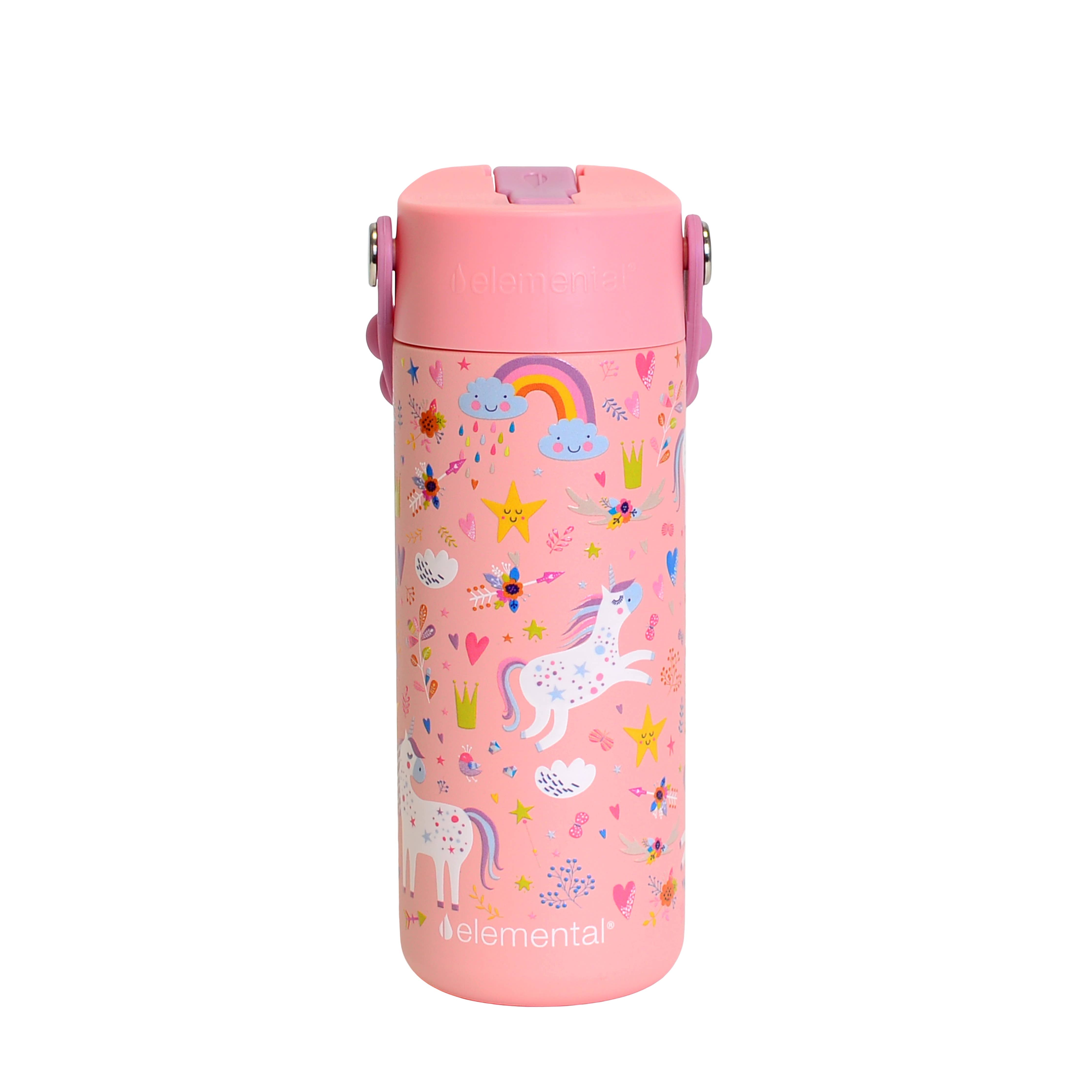 Elemental - Core Insulated Pop Fidget Handle Bottle 18oz - Pink Unicorn