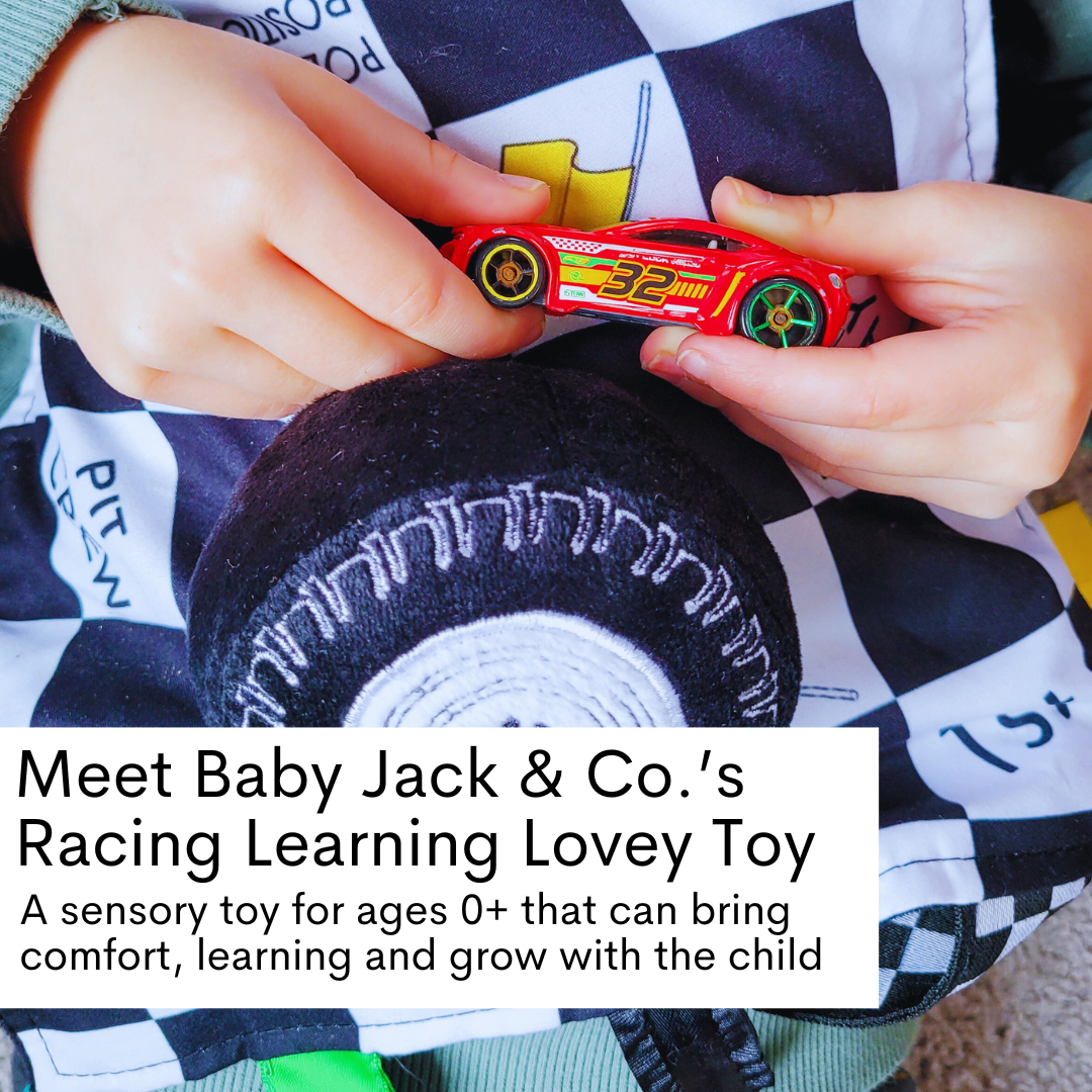 Baby Jack and Company - Racing Flag Baby NASCAR Tag Stroller Toy 10" x 10"