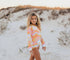 Kids Retro Flower Wave Zip Rash Guard One Piece Swimsuit