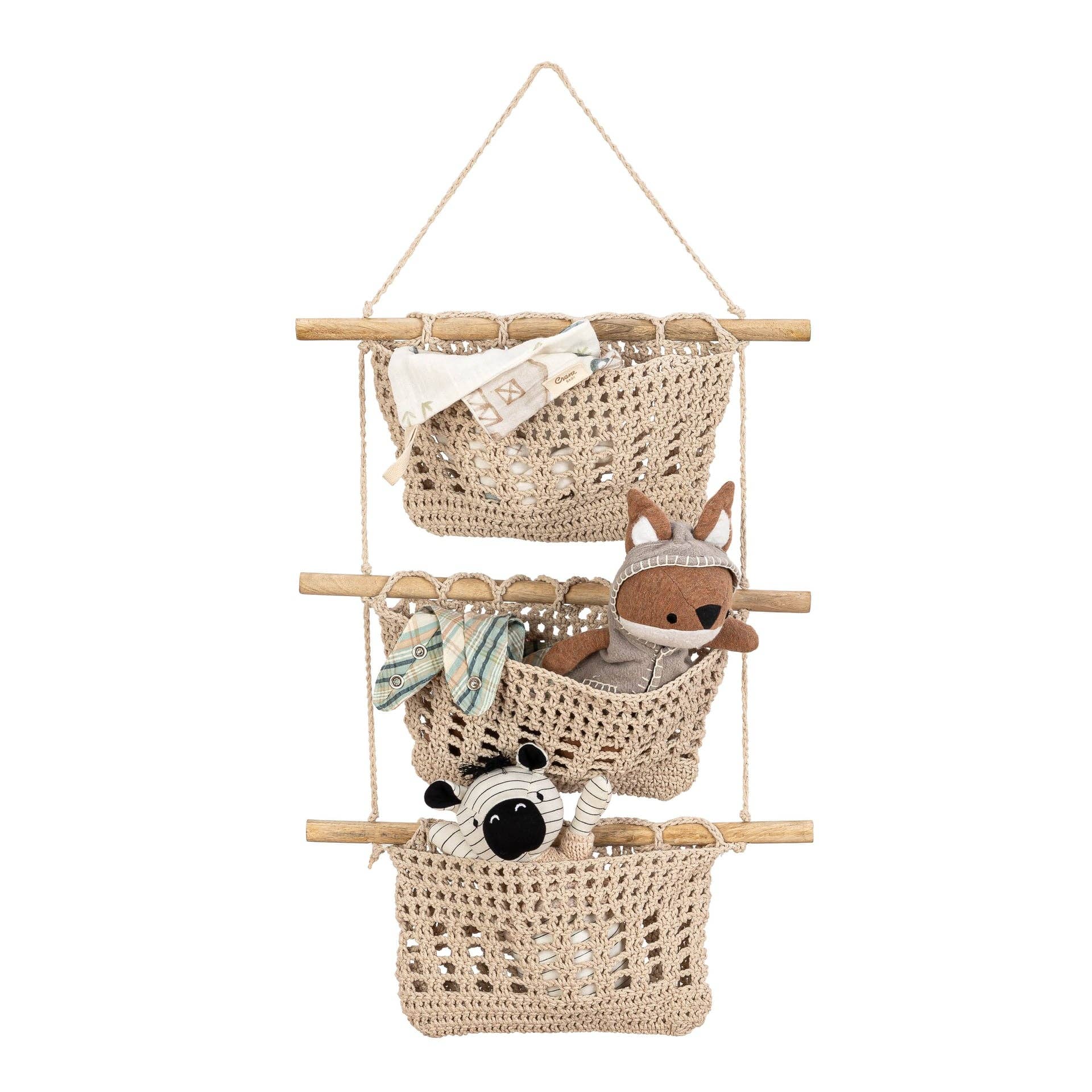 Crane Baby - Charlie Farmhouse 3 Tier Toy Hanging Wall Storage