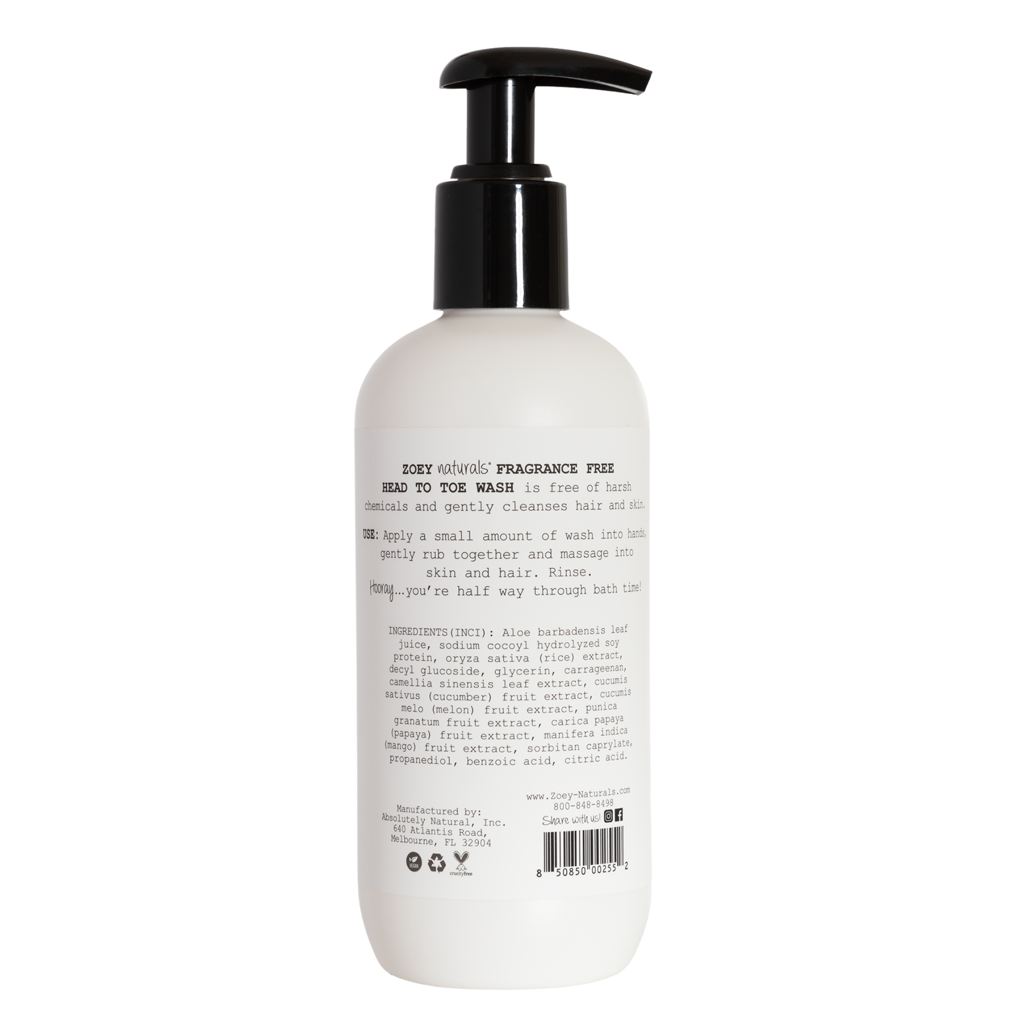 Zoey Naturals - Fragrance Free Head To Toe Wash