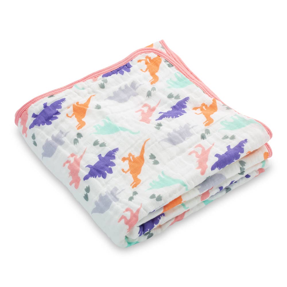 LollyBanks - Rawr-Some Girly Baby Toddler Muslin Blanket