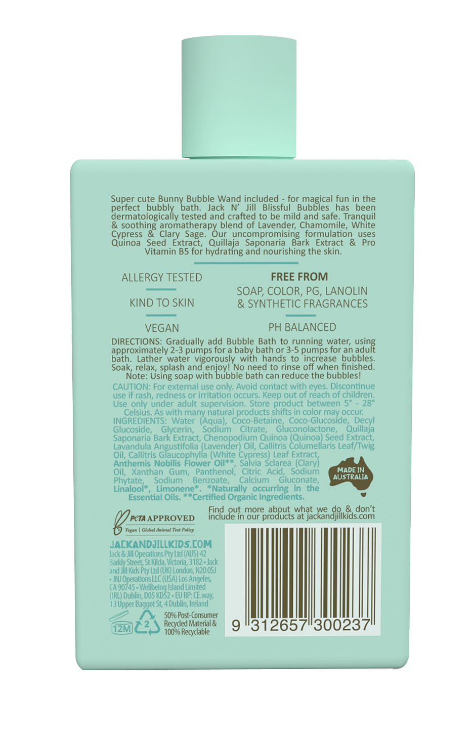 Jack N' Jill Bubble Bath with Bubble Wand - Natural 300mL