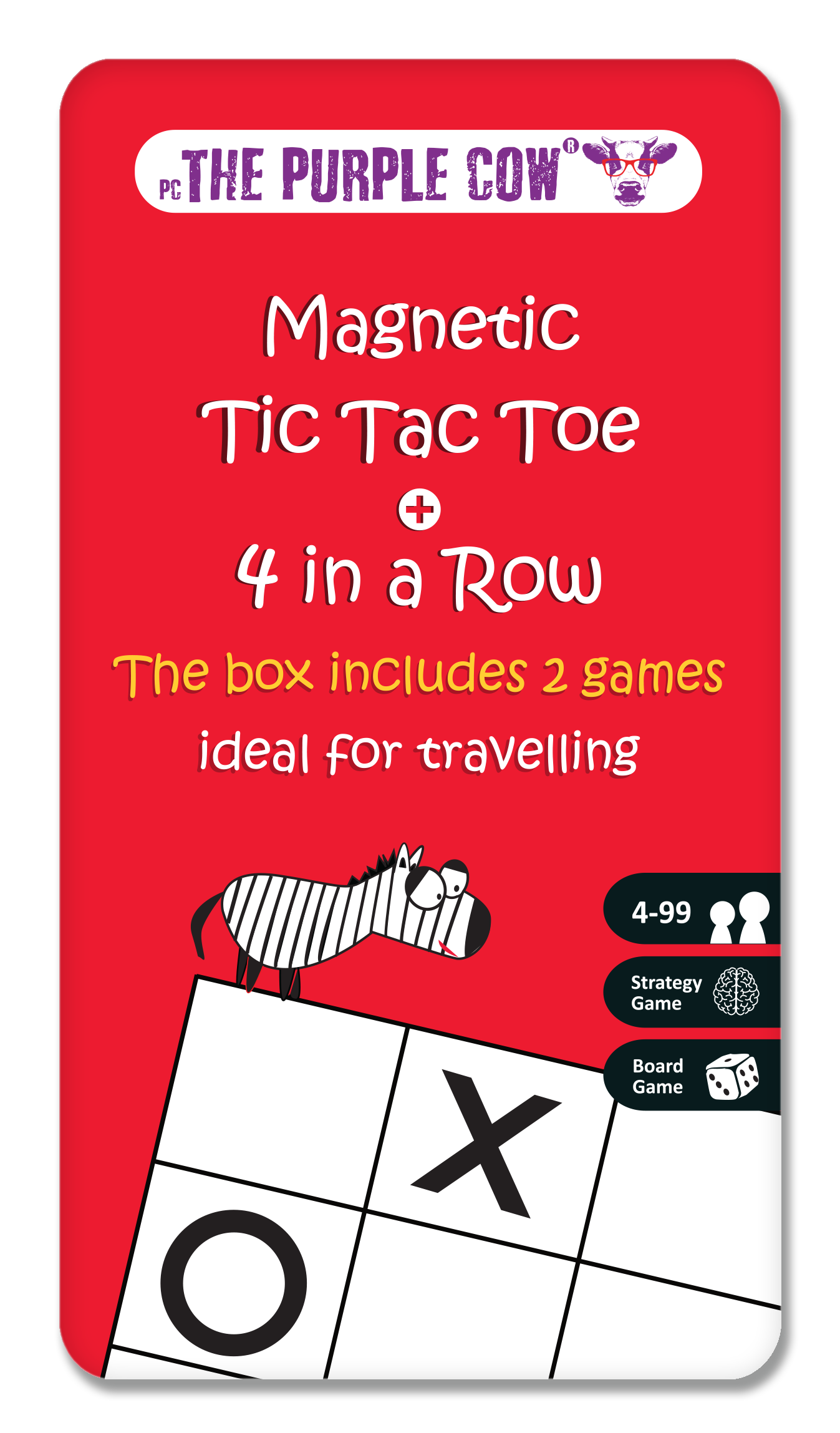 The Purple Cow America Inc. - Travel Game - 4 In A Row & Tic Tac Toe