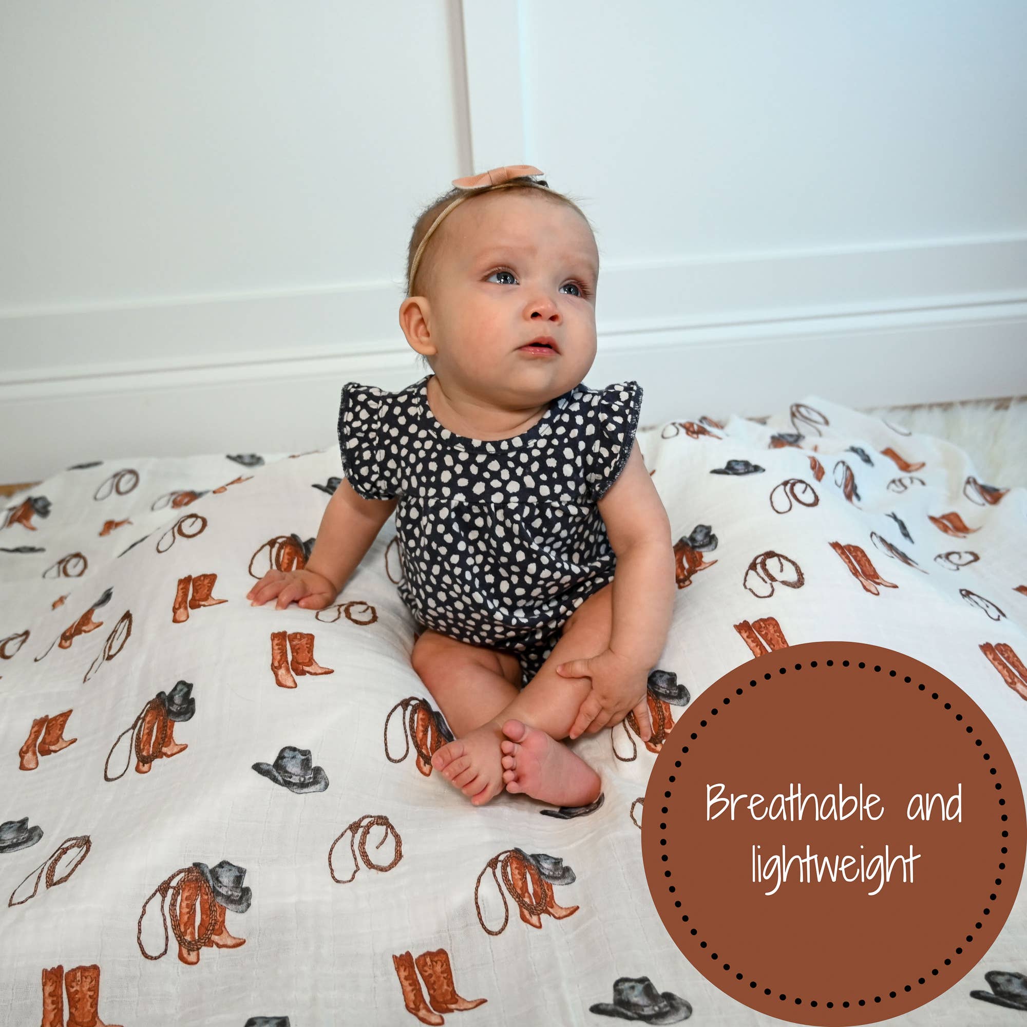 LollyBanks - Life Is Better In Boots Western Baby Swaddle Blanket