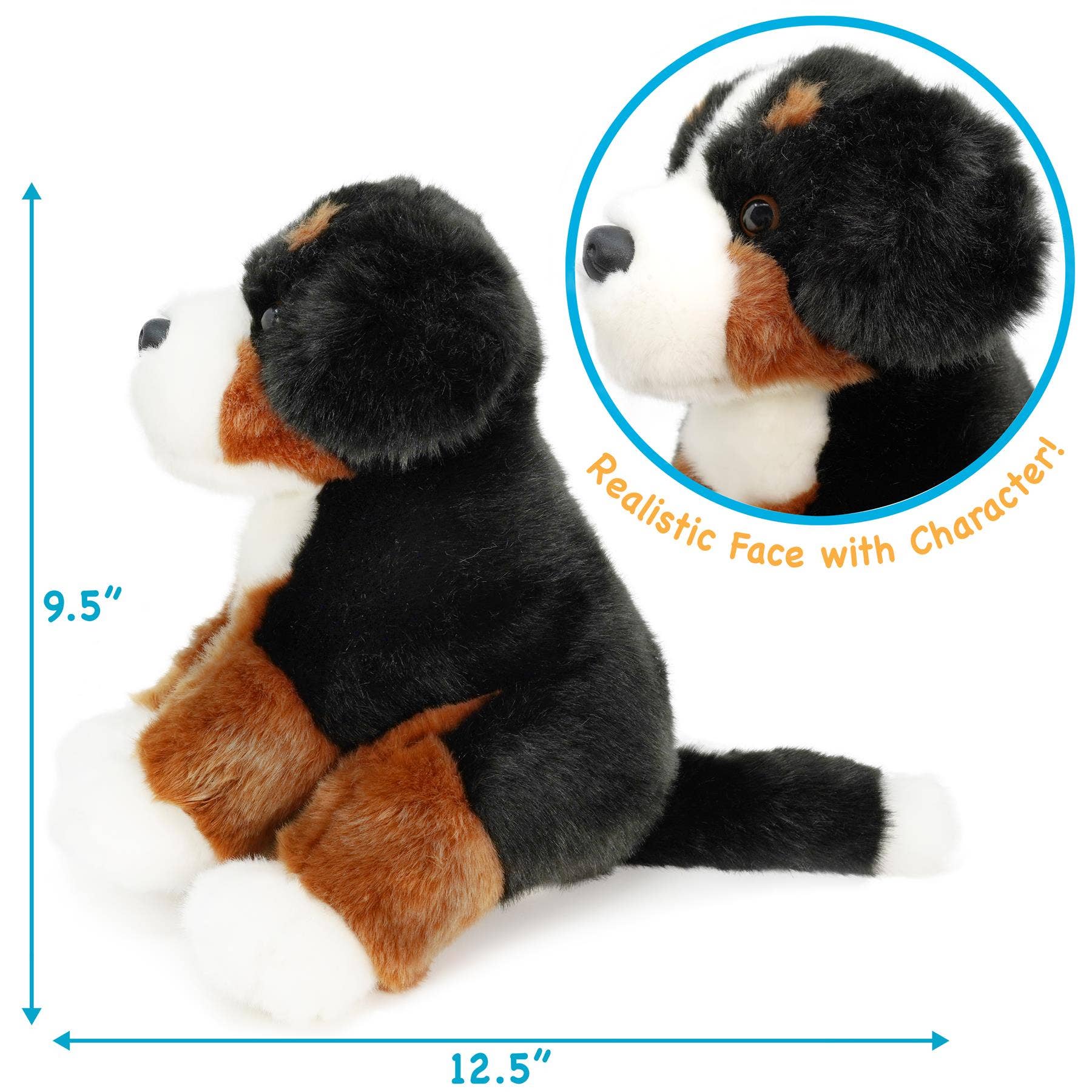 VIAHART Toy Co. - Bastien The Bernese Mountain Dog | 13 Inch Stuffed Animal Pl