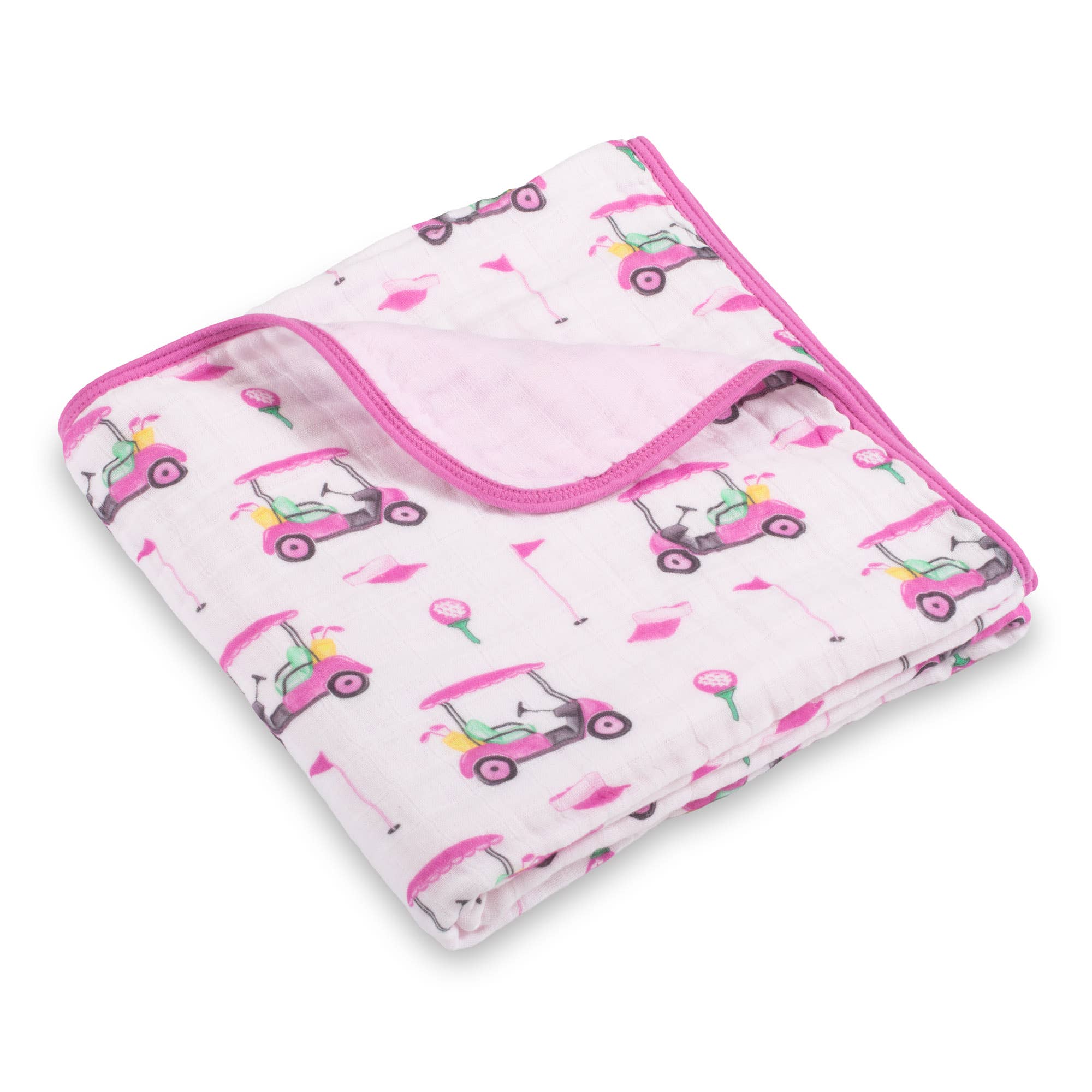 LollyBanks - Pink Golf Toddler 100% Cotton Muslin Blanket