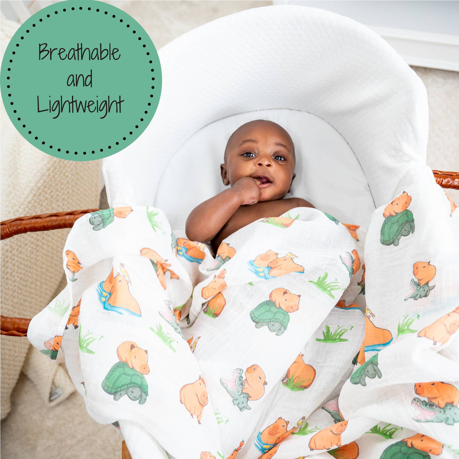 LollyBanks - Be Cappy Capybara Baby Swaddle Blanket