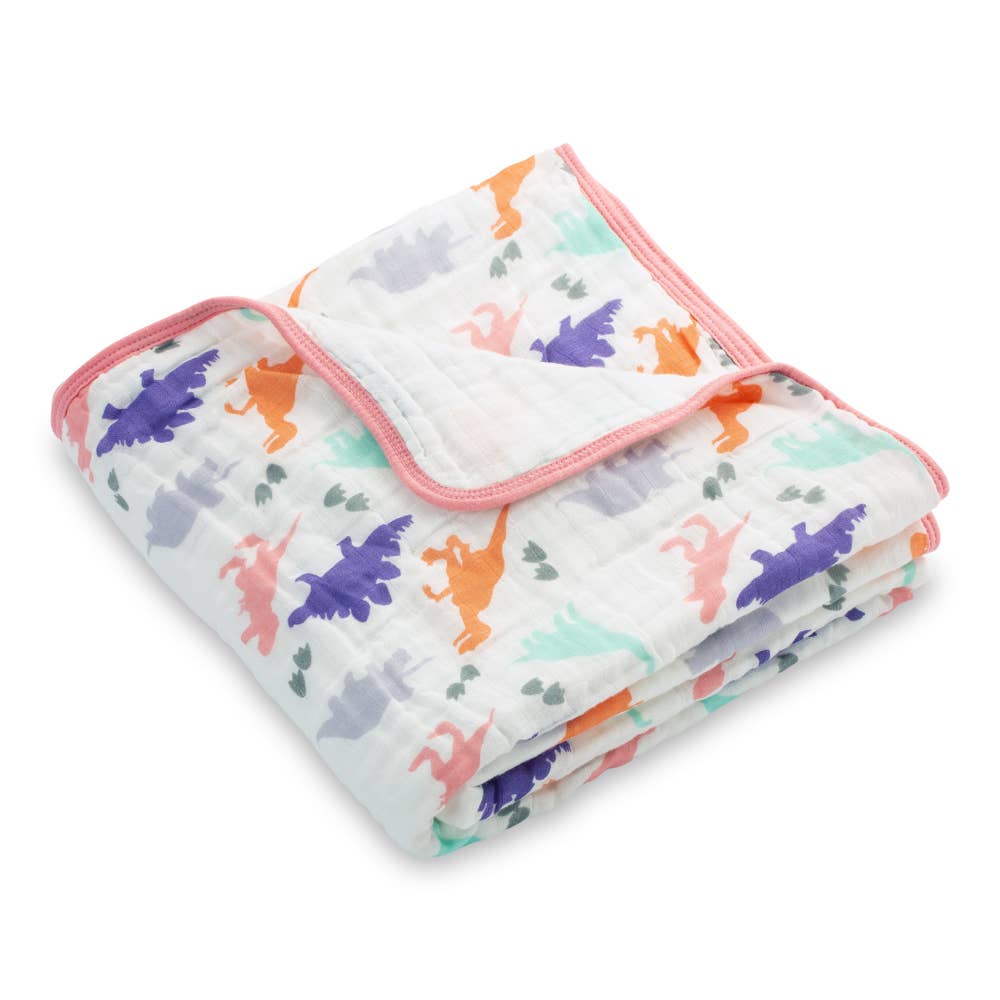LollyBanks - Rawr-Some Girly Baby Toddler Muslin Blanket