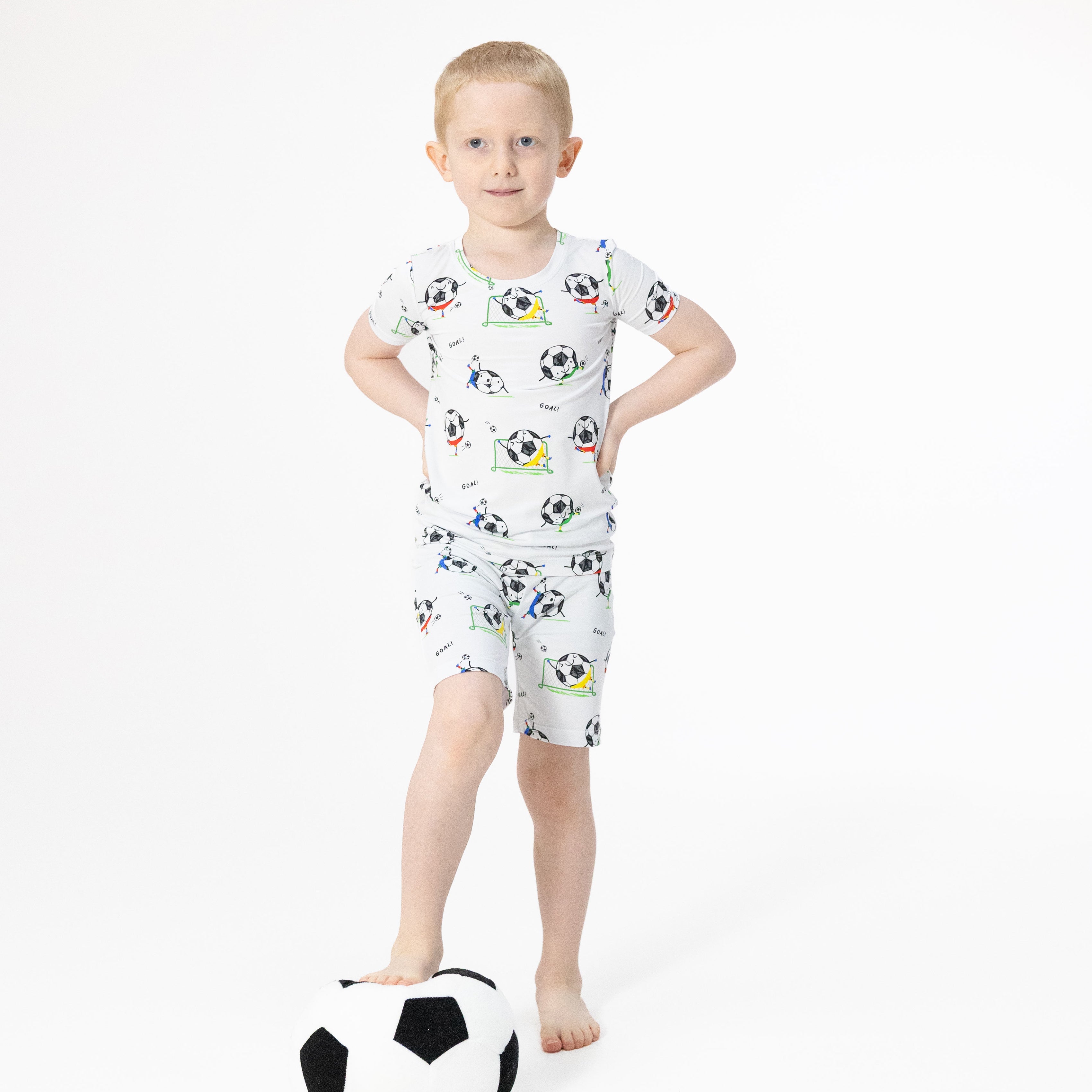 Angel Dear Soccer Balls Playing Soccer  Blue Loungewear Short Set