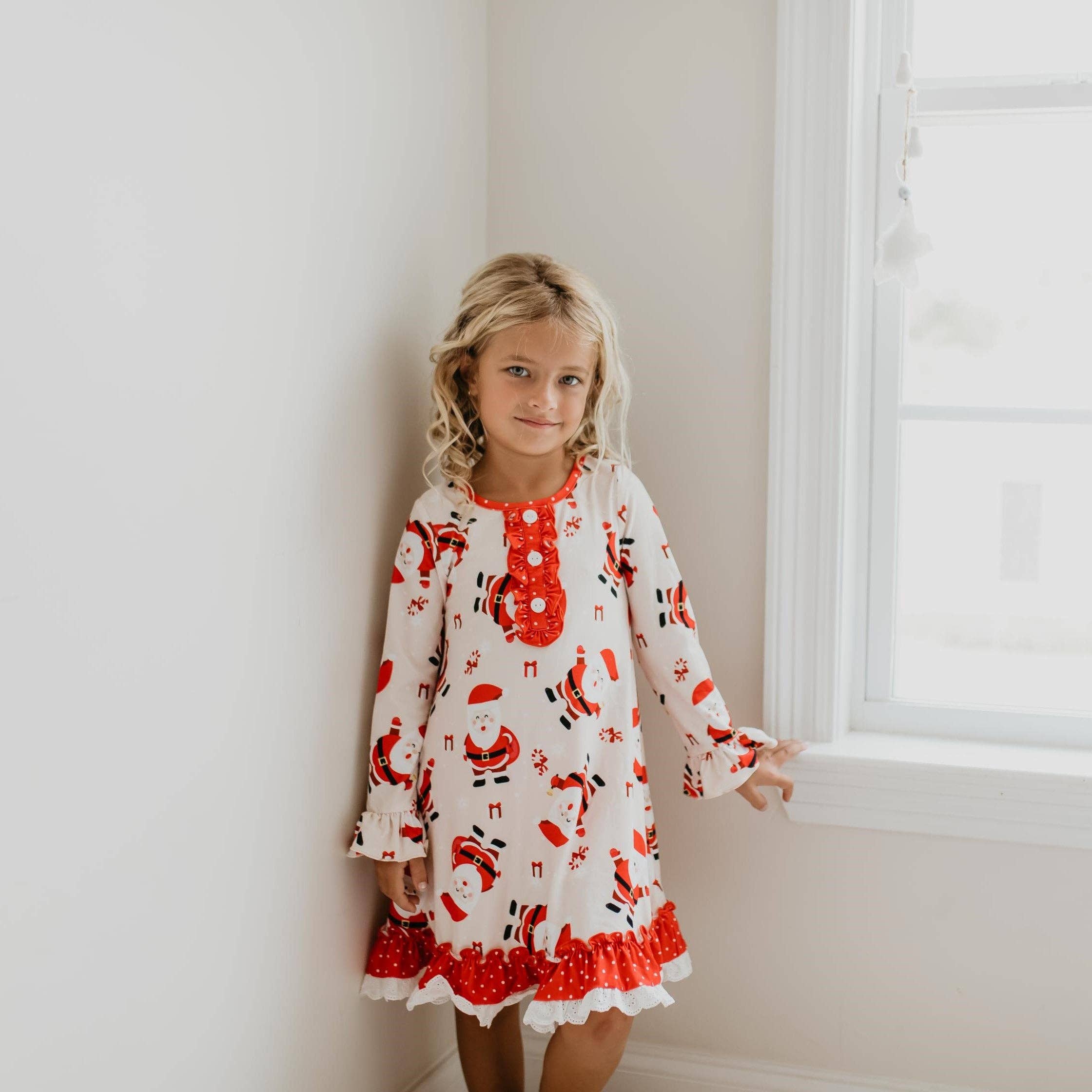 Red Santa Christmas Holiday Ruffle Lounge Play Gown