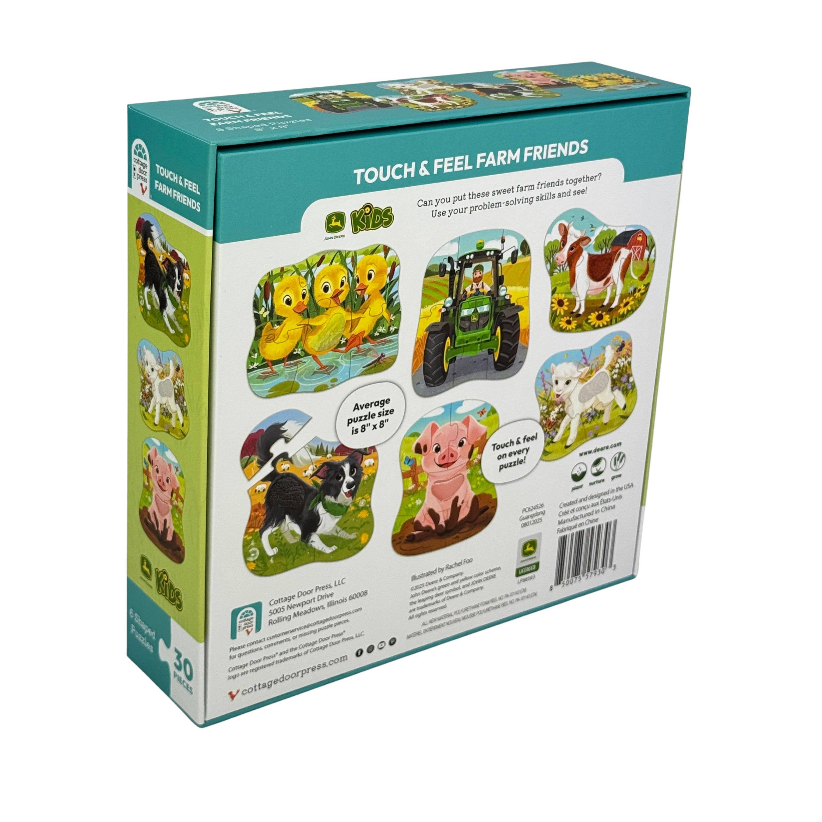 Cottage Door Press - John Deere Farm Friends – 6 Touch & Feel Puzzles for Kids