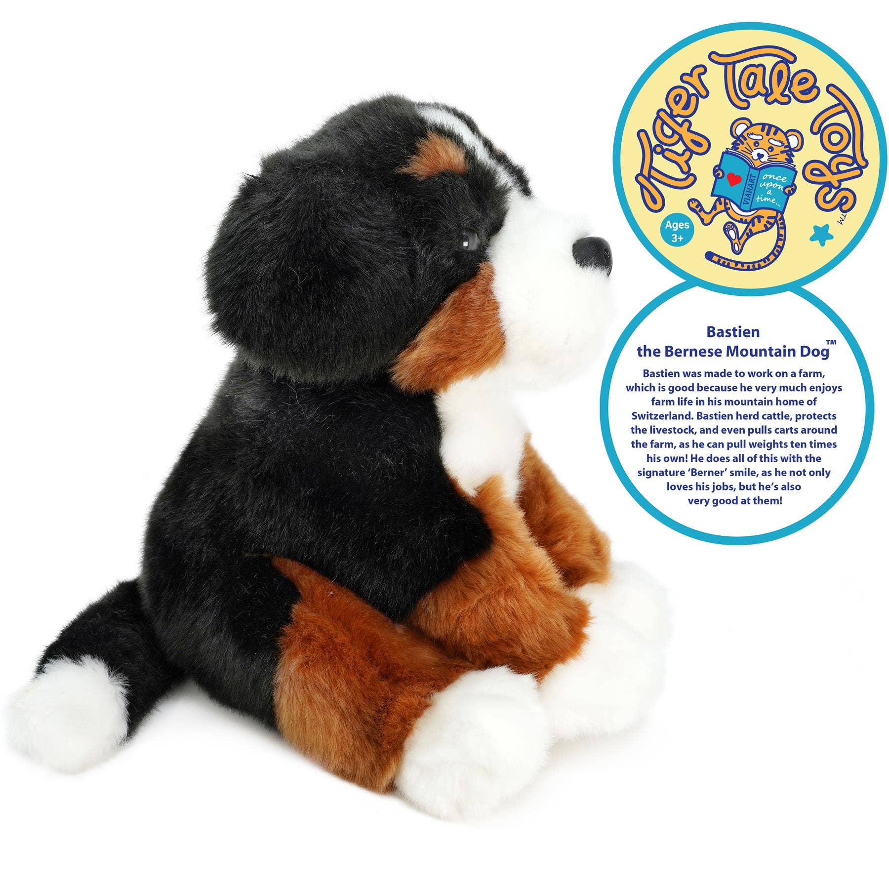VIAHART Toy Co. - Bastien The Bernese Mountain Dog | 13 Inch Stuffed Animal Pl