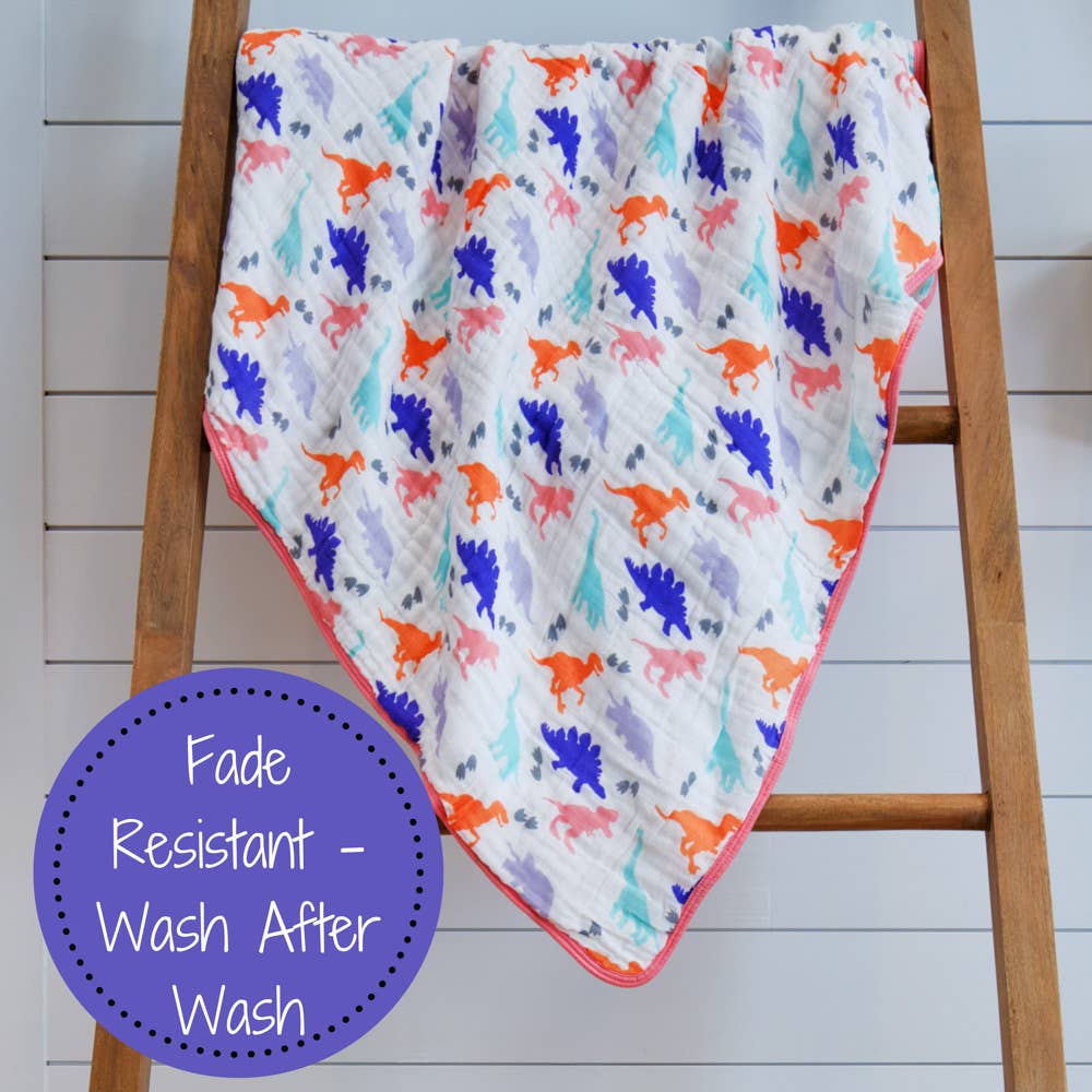 LollyBanks - Rawr-Some Girly Baby Toddler Muslin Blanket