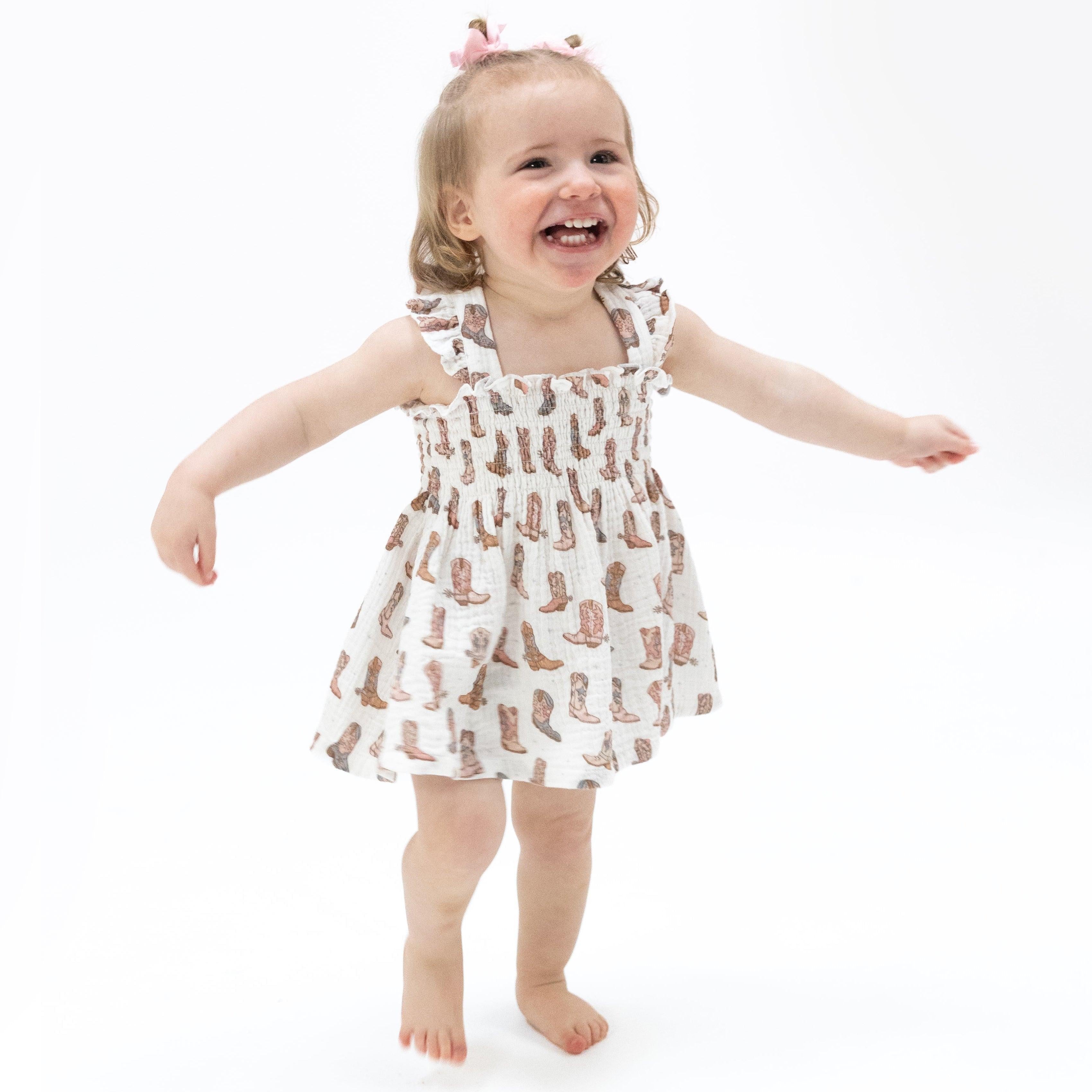 Angel Dear Cowgirl Boots Smocked Top with Bloomer