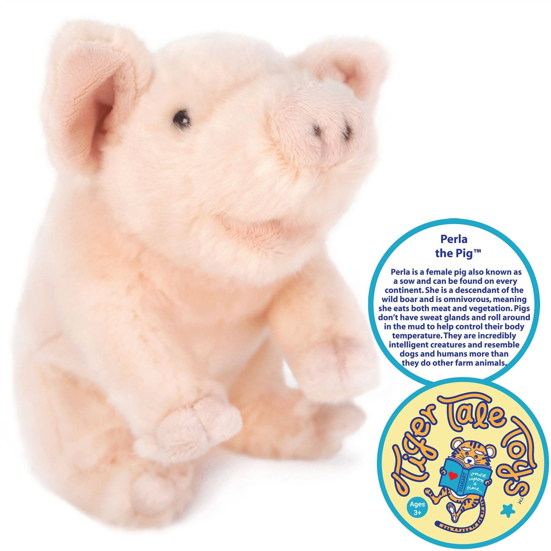 VIAHART Toy Co. - Perla The Pig | 11 Inch Stuffed Animal Plush | By TigerHart Toys