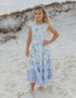 Kids Bella Dainty Blue Floral Flutter Sleeve Ruffles Dress