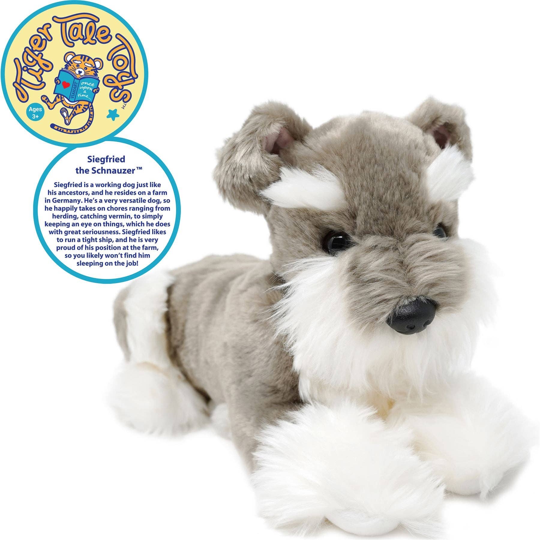 VIAHART Toy Co. - Siegfried The Schnauzer | 13 Inch Stuffed Animal Plush | By TigerHart Toys