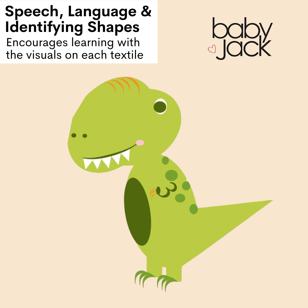 Baby Jack and Company - Dinosaur Learning Lovey Crinkle Tag Sensory Toy 8"x8"