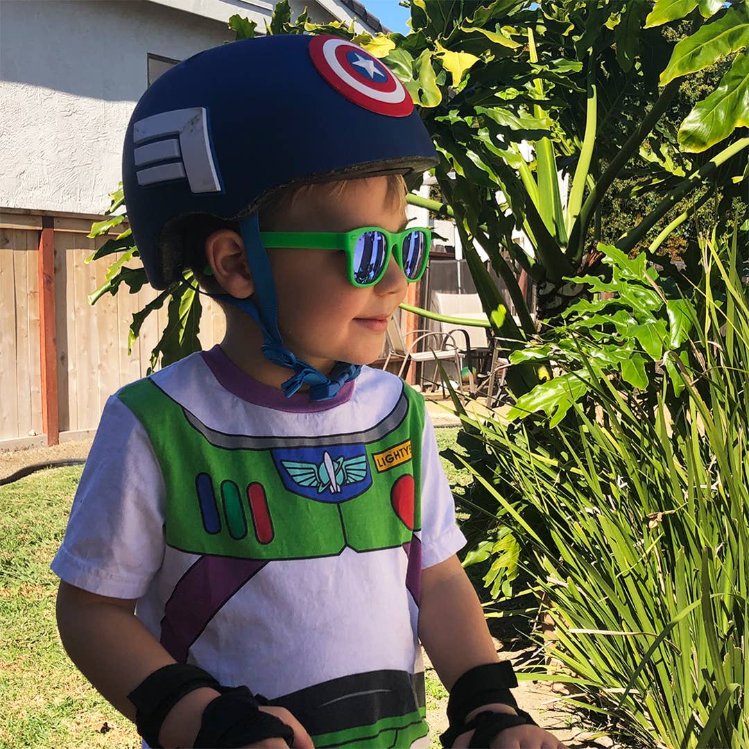 Roshambo Eyewear - Bright Green Sunglasses: Toddler (Ages 2-4) / Chrome Polarized Lens