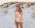 Kids Retro Flower Wave Zip Rash Guard One Piece Swimsuit