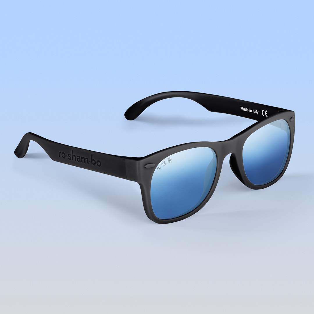 Roshambo Eyewear - Black Sunglasses for Baby, Kids, Teens & Adults: Toddler (Ages 2-4) / Chrome Polarized Lens