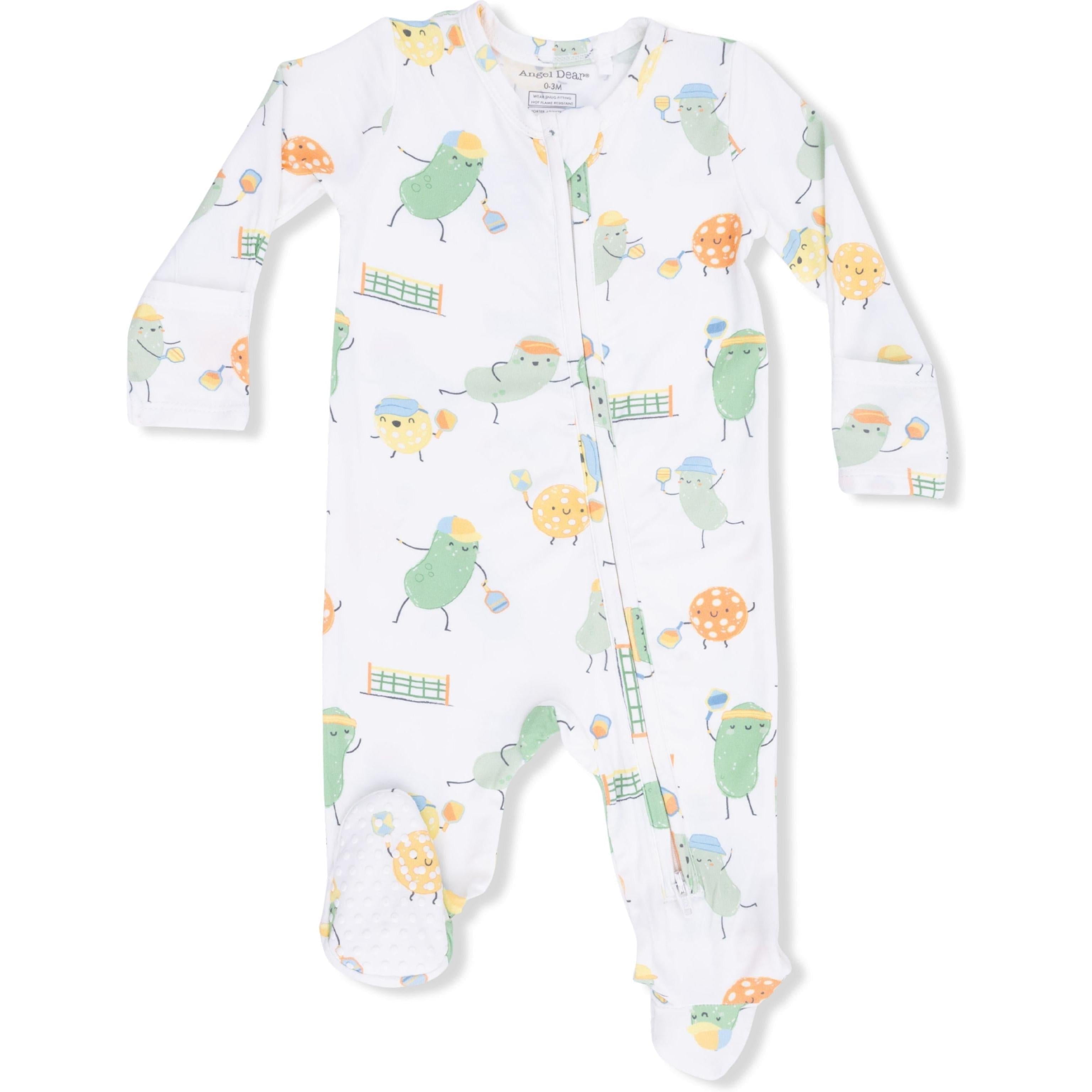 Angel Dear Pickles Playing Pickleball 2 Way Zipper Footie