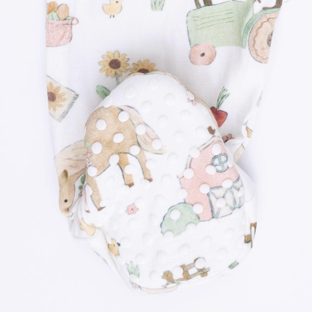 Angel Dear Cute Farm Animals Pink 2 Way Ruffle Back Zipper Footie
