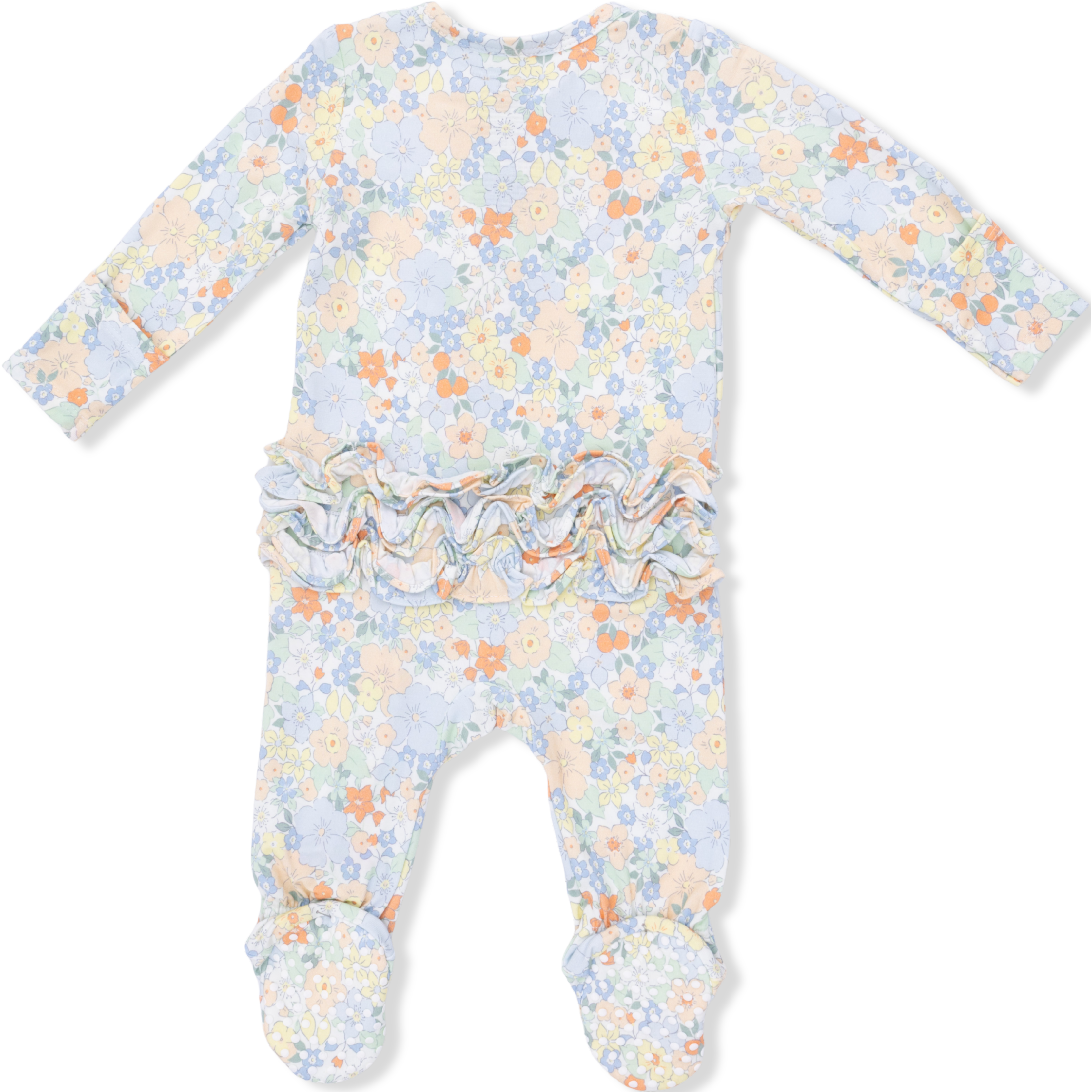 Angel Dear Georgia Floral 2 Way Ruffle Back Zipper Footie & Headband Set