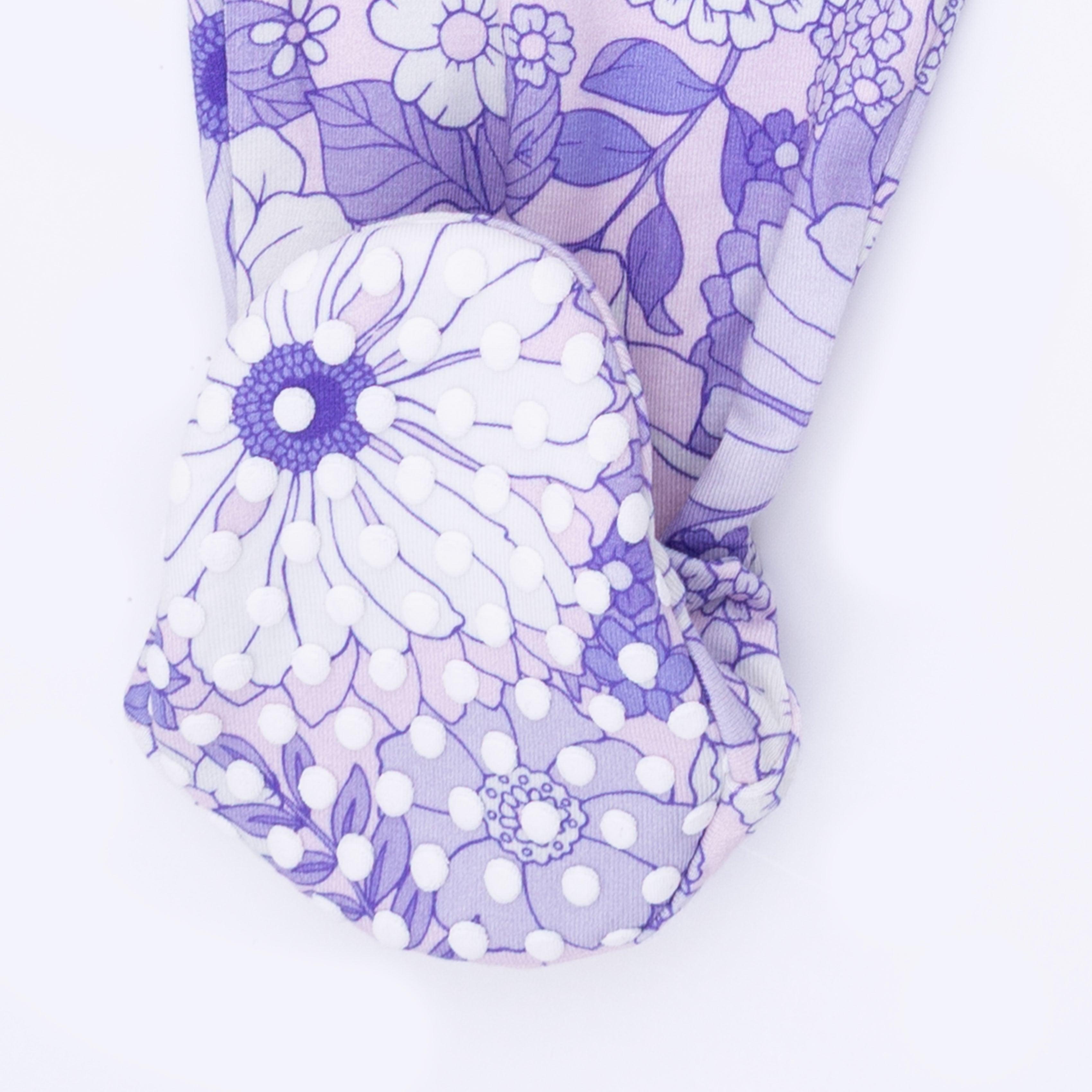 Angel Dear Lacy Lavender Floral 2 Way Ruffle Back Zipper Footie