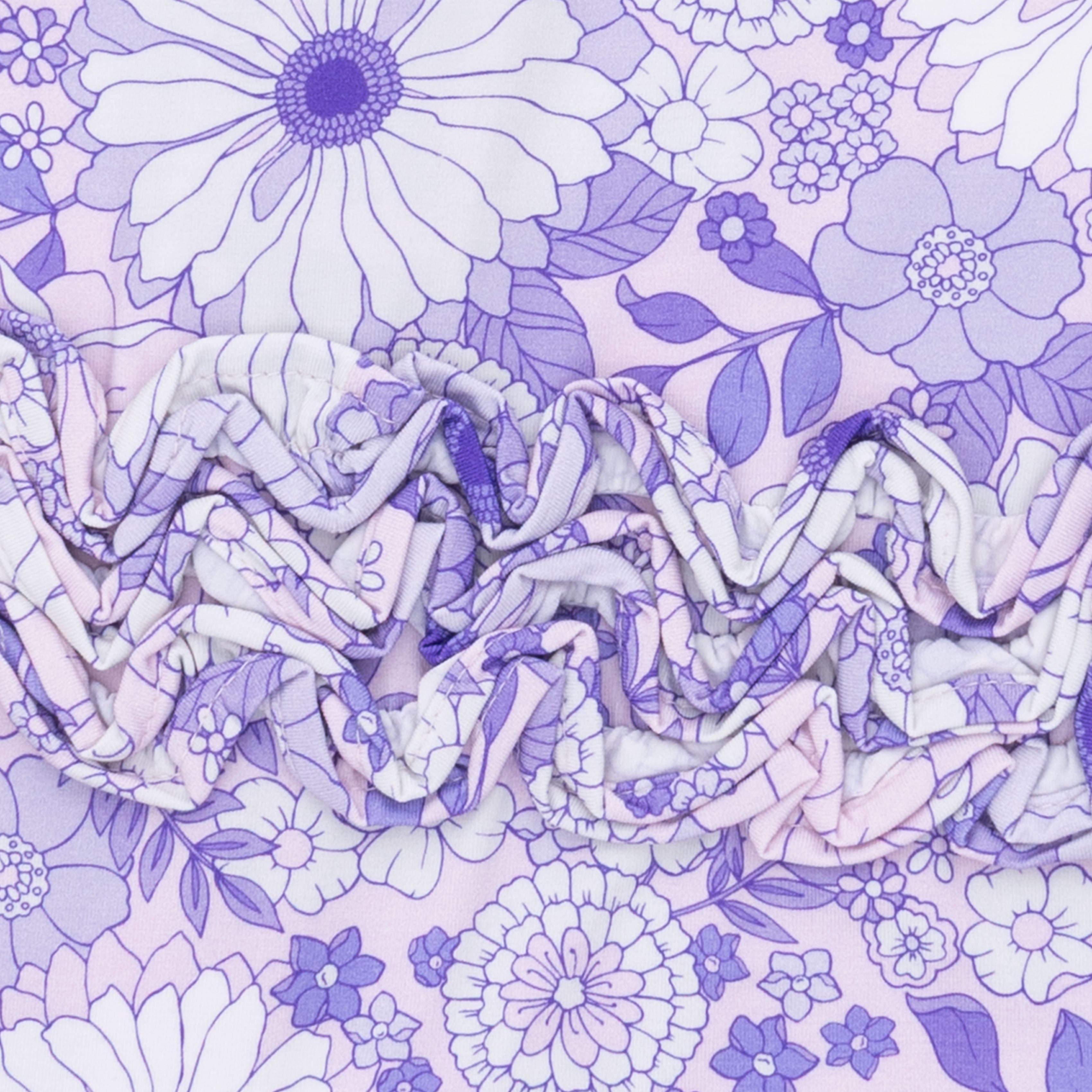 Angel Dear Lacy Lavender Floral 2 Way Ruffle Back Zipper Footie