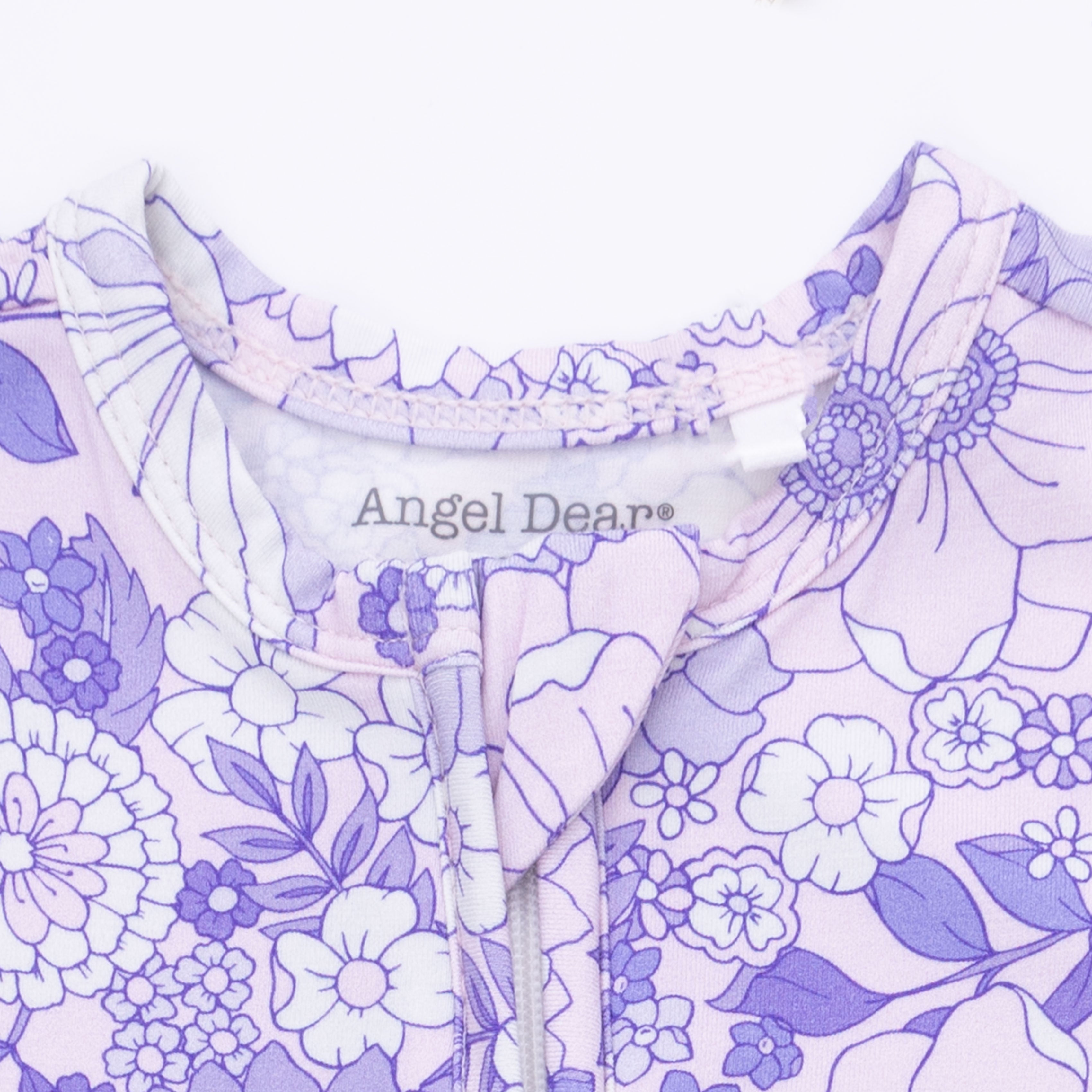 Angel Dear Lacy Lavender Floral 2 Way Ruffle Back Zipper Footie