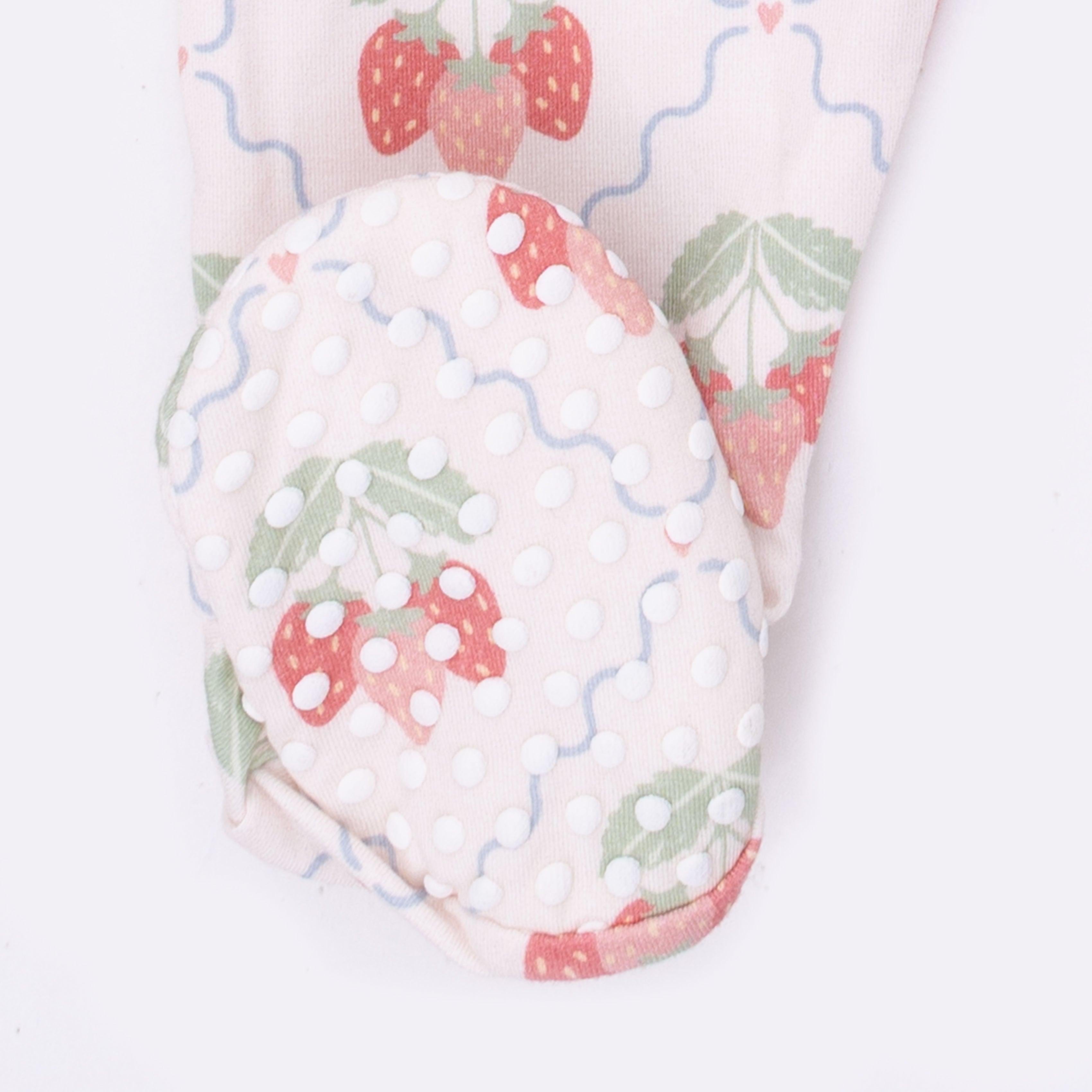 Angel Dear Sweet Strawberries 2 Way Ruffle Back Zipper Footie