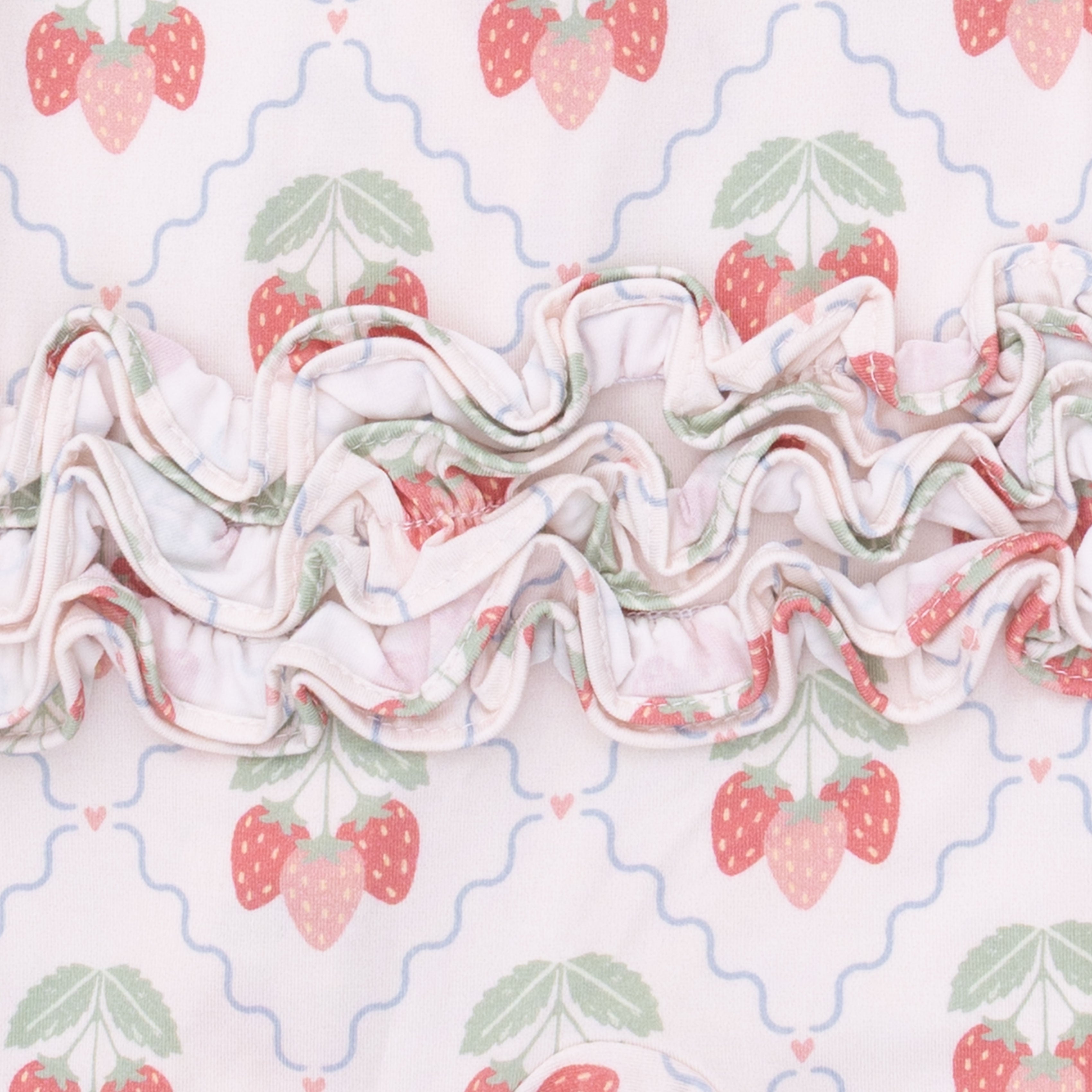 Angel Dear Sweet Strawberries 2 Way Ruffle Back Zipper Footie