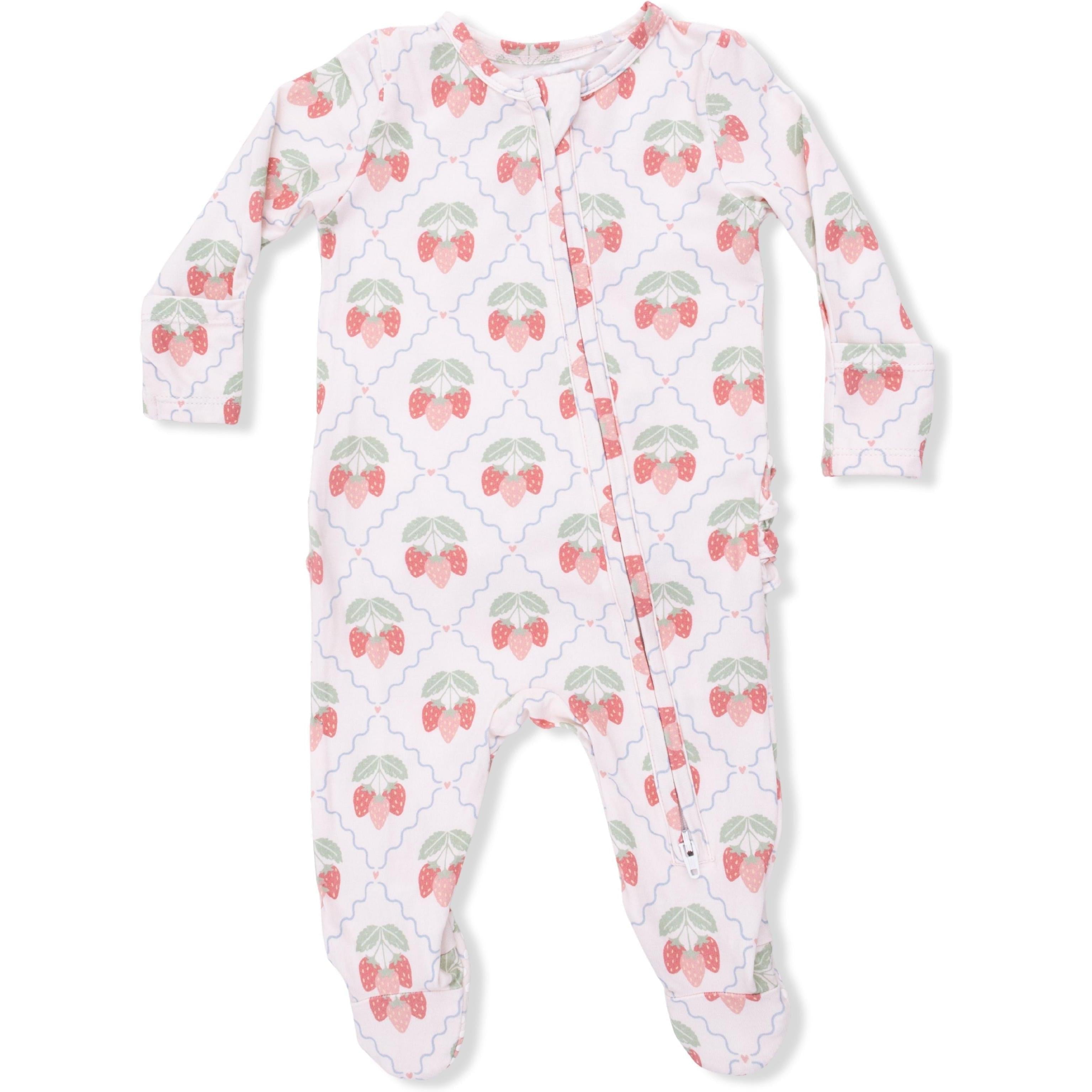 Angel Dear Sweet Strawberries 2 Way Ruffle Back Zipper Footie