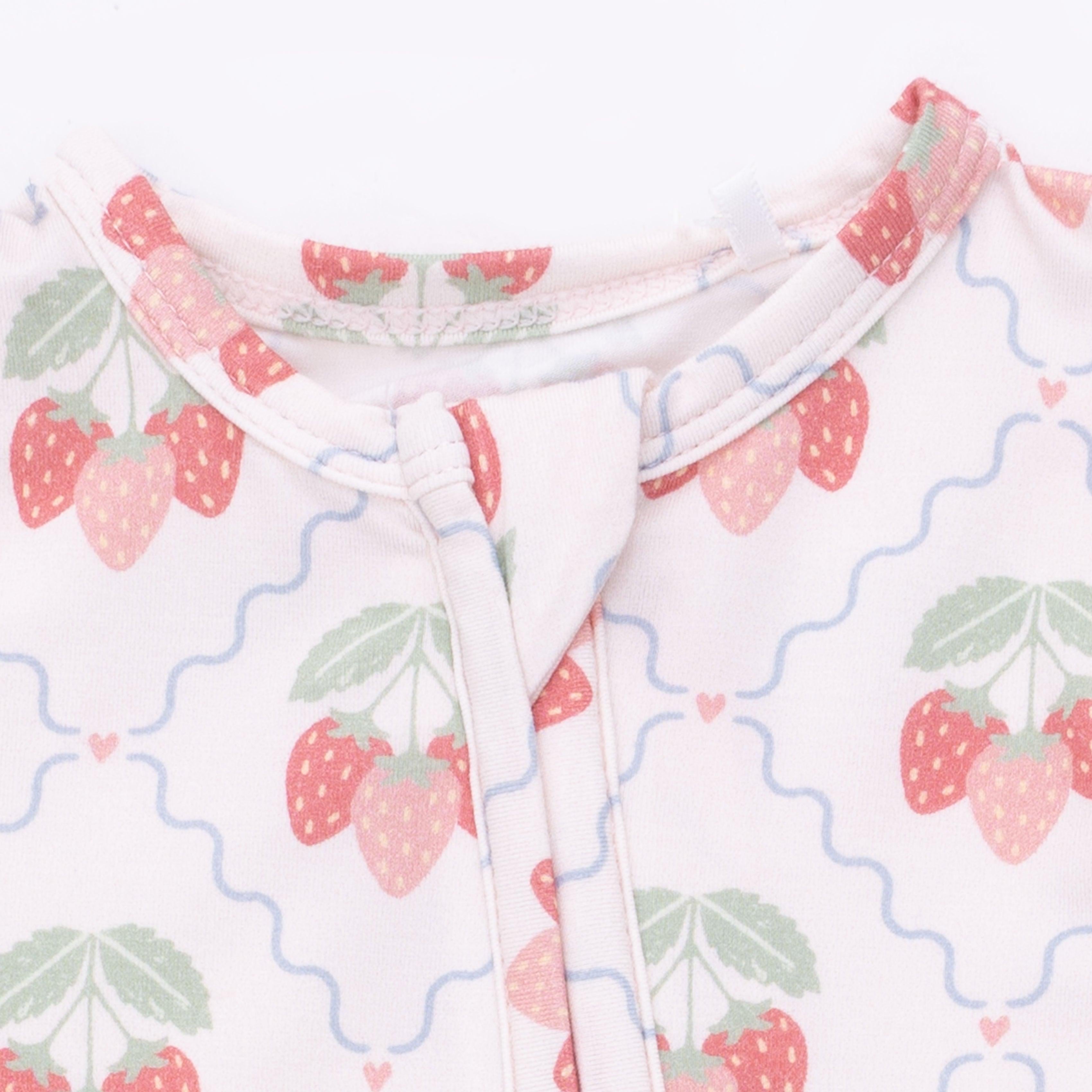 Angel Dear Sweet Strawberries 2 Way Ruffle Back Zipper Footie