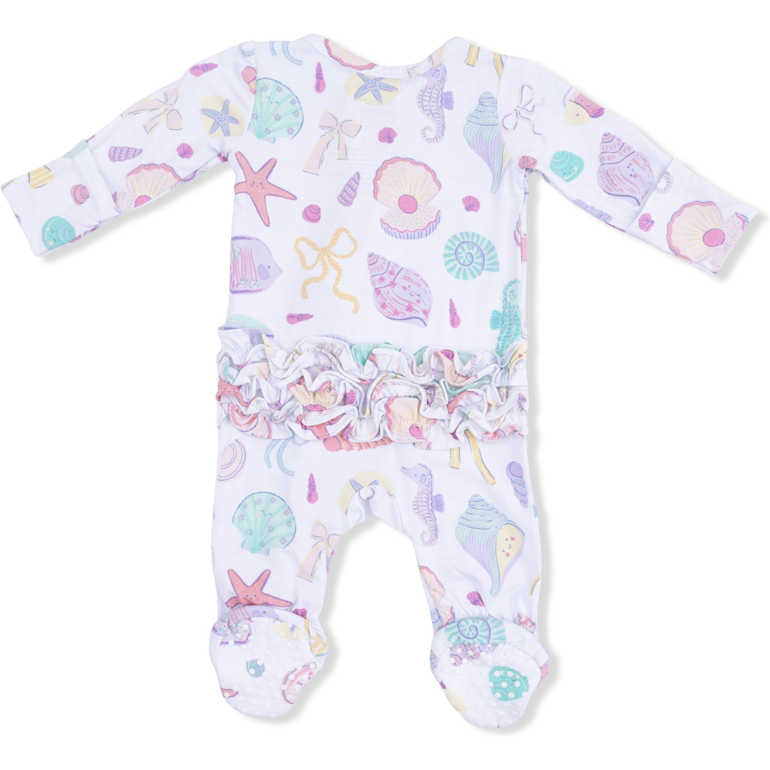 Angel Dear Beach Days 2 Way Ruffle Back Zipper Footie