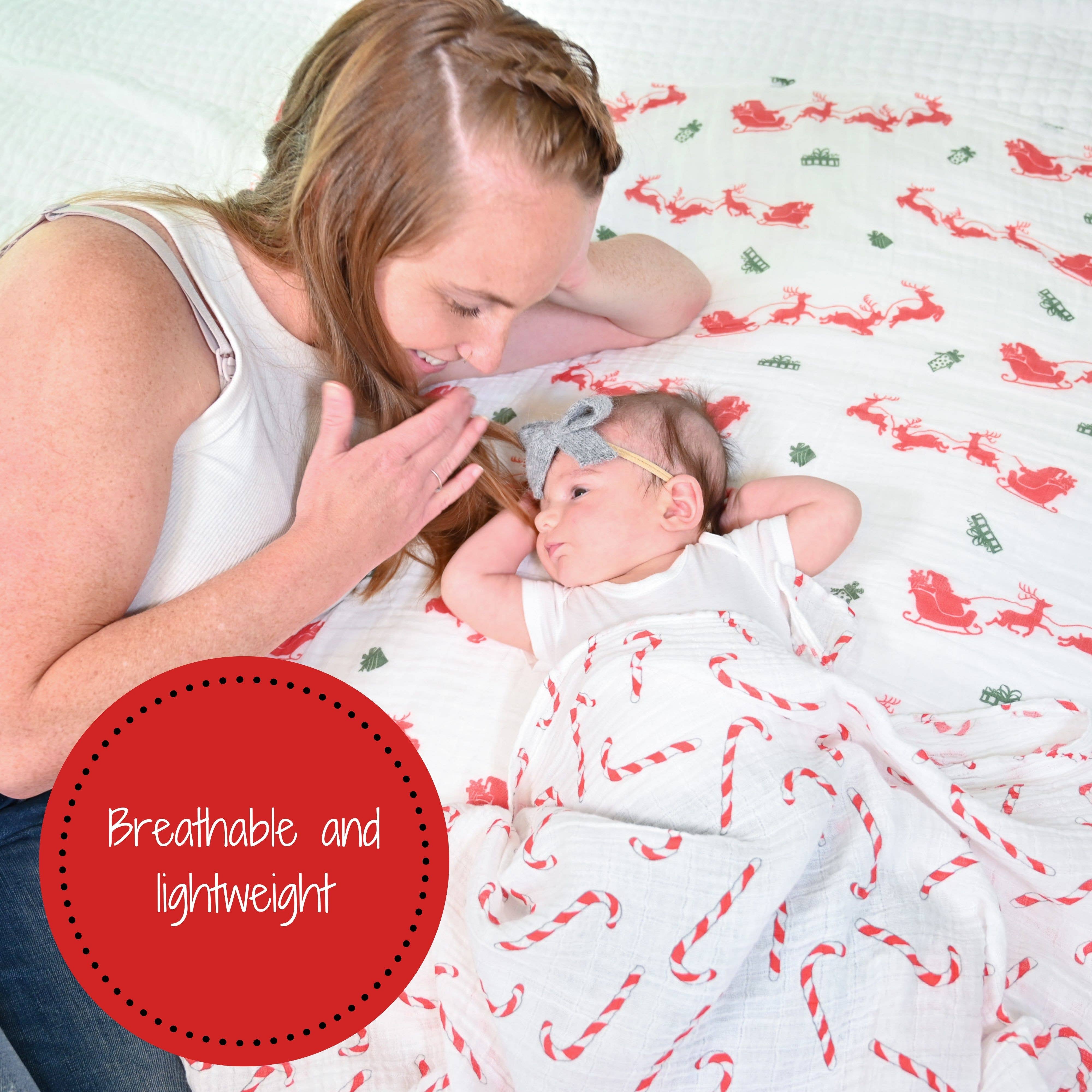 LollyBanks - Mint To Be Together Christmas Holiday Baby Swaddle Blanket